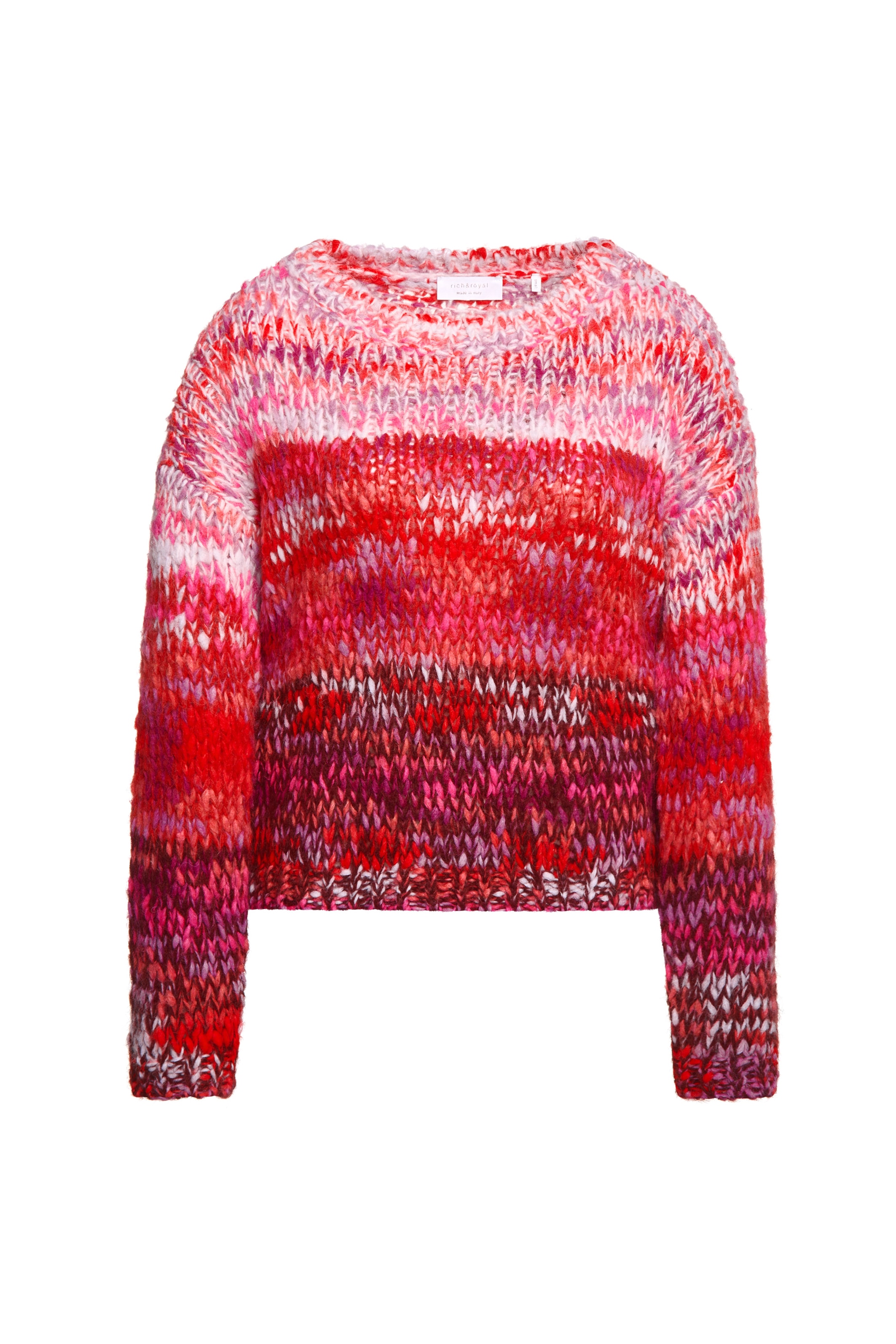 Rich & Royal Rundhalspullover "Crew neck with print yarn", aus multifarbenem Garn, Rundhals