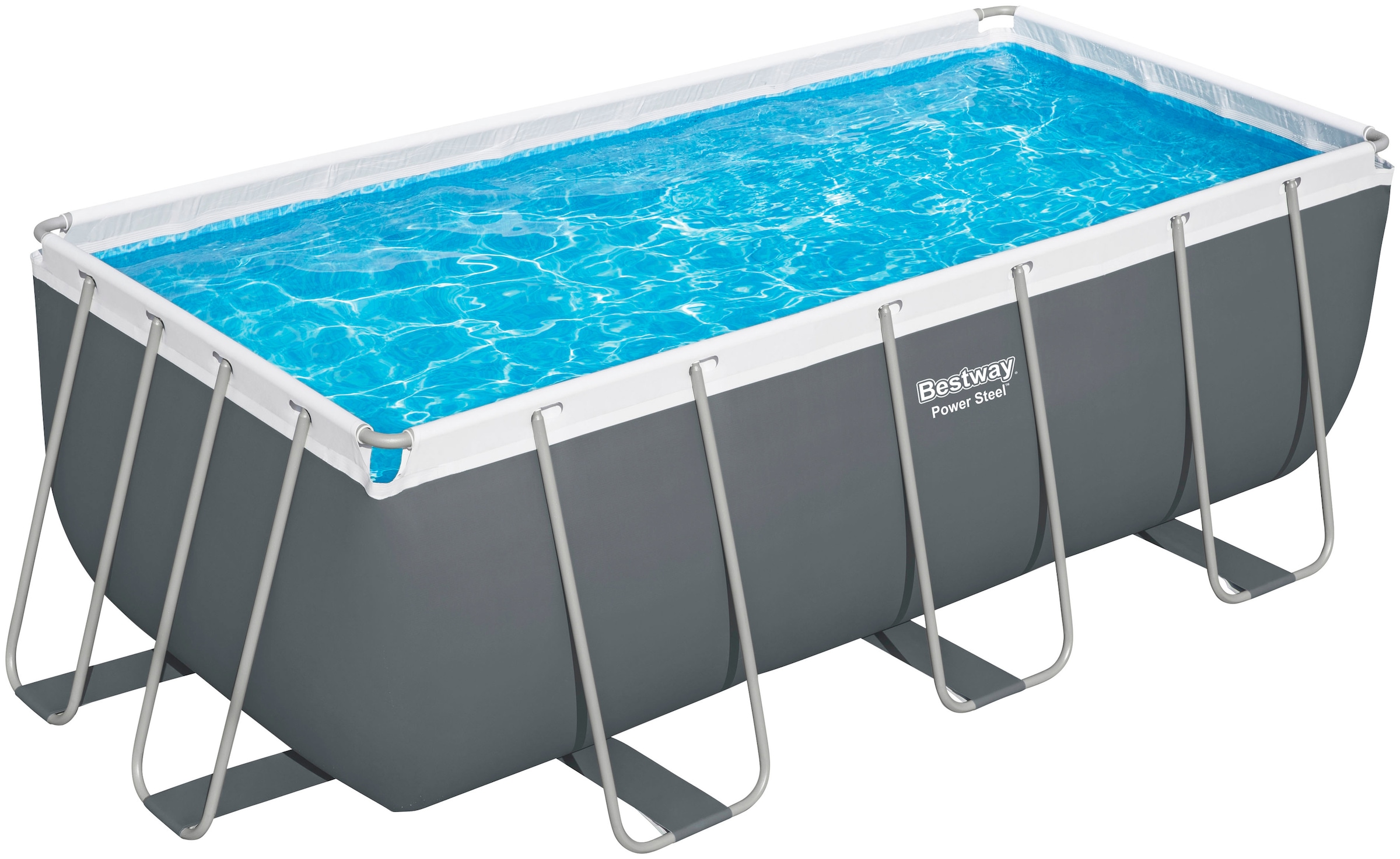 Bestway Framepool "Power Steel™", (Set), Frame Pool mit Filterpumpe 412x201x122 cm, grau