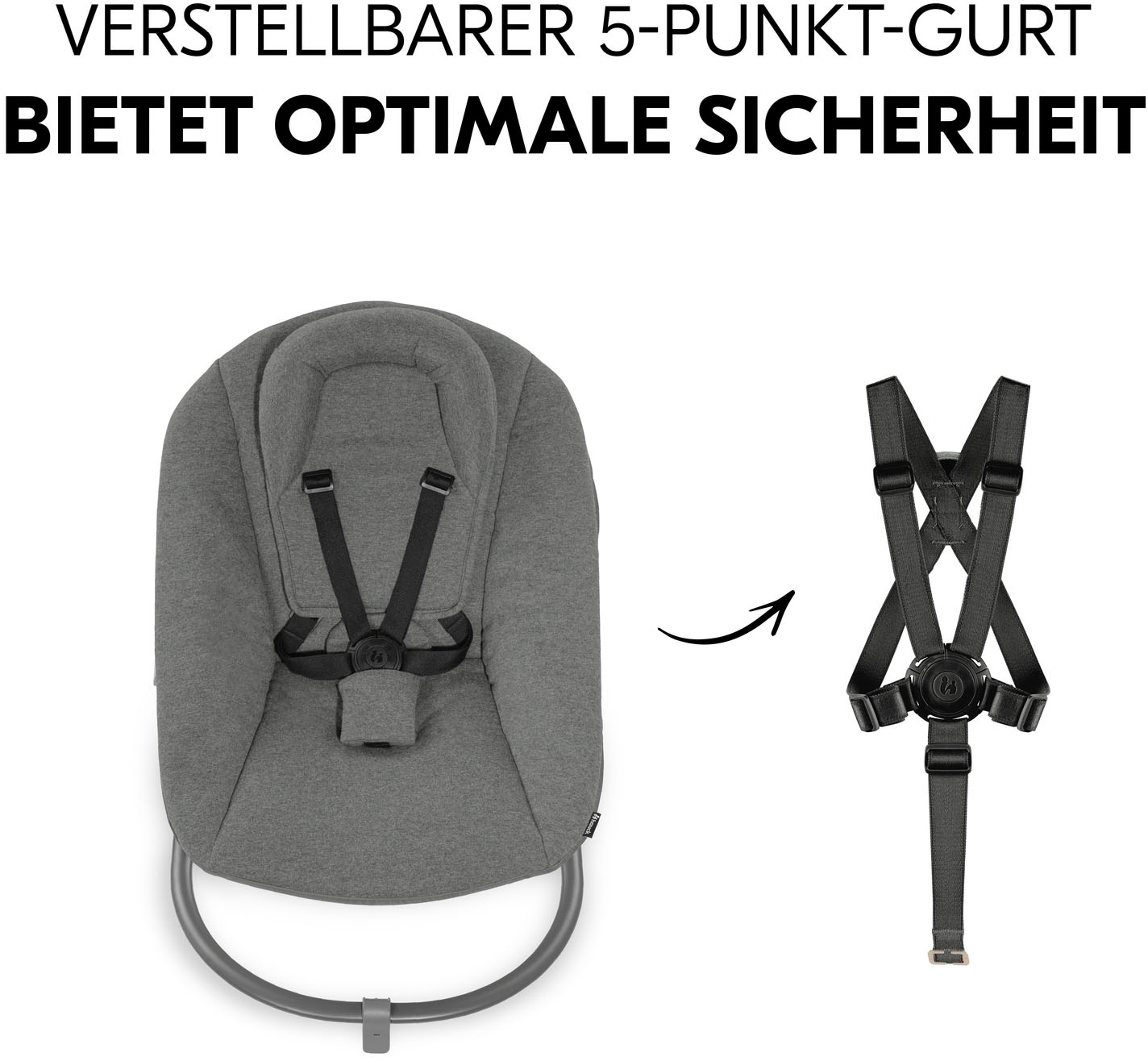 Hauck Babywippe »Alpha Bouncer Premium, Dark Grey«, bis 9 kg, für Neugeborene mit Wippgestell, für Hochstuhl Alpha+ und Beta+