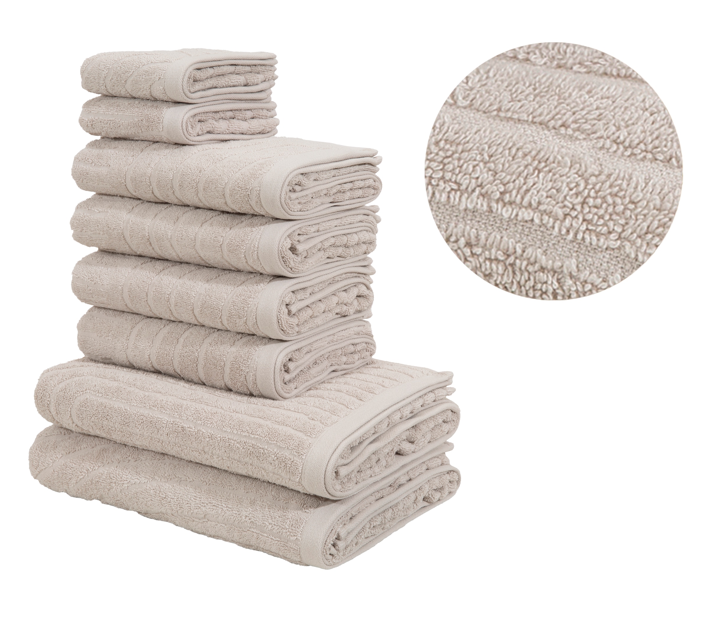 OTTO home Handtuch Set "Ognon, Duschtücher, Handtücher, Gästetücher, Zen, Scandi, Boho" Set 8 Frottier Muster, Hoch-Tief-Struktur, einfarbig, Handtuch-Set, 100% Baumwolle