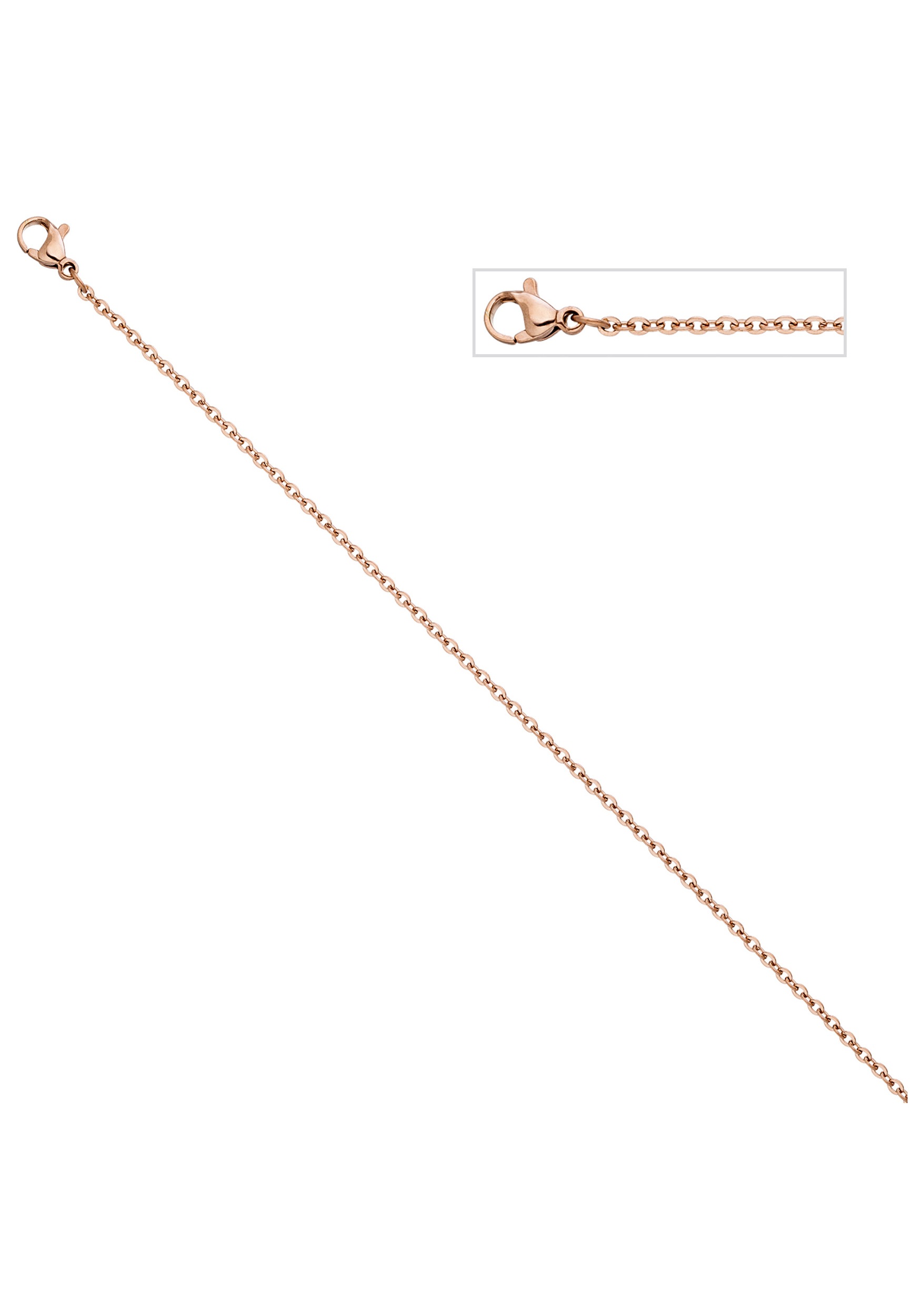 JOBO Kette ohne Anhänger, Edelstahl roségoldfarben 46 cm 2,2 mm