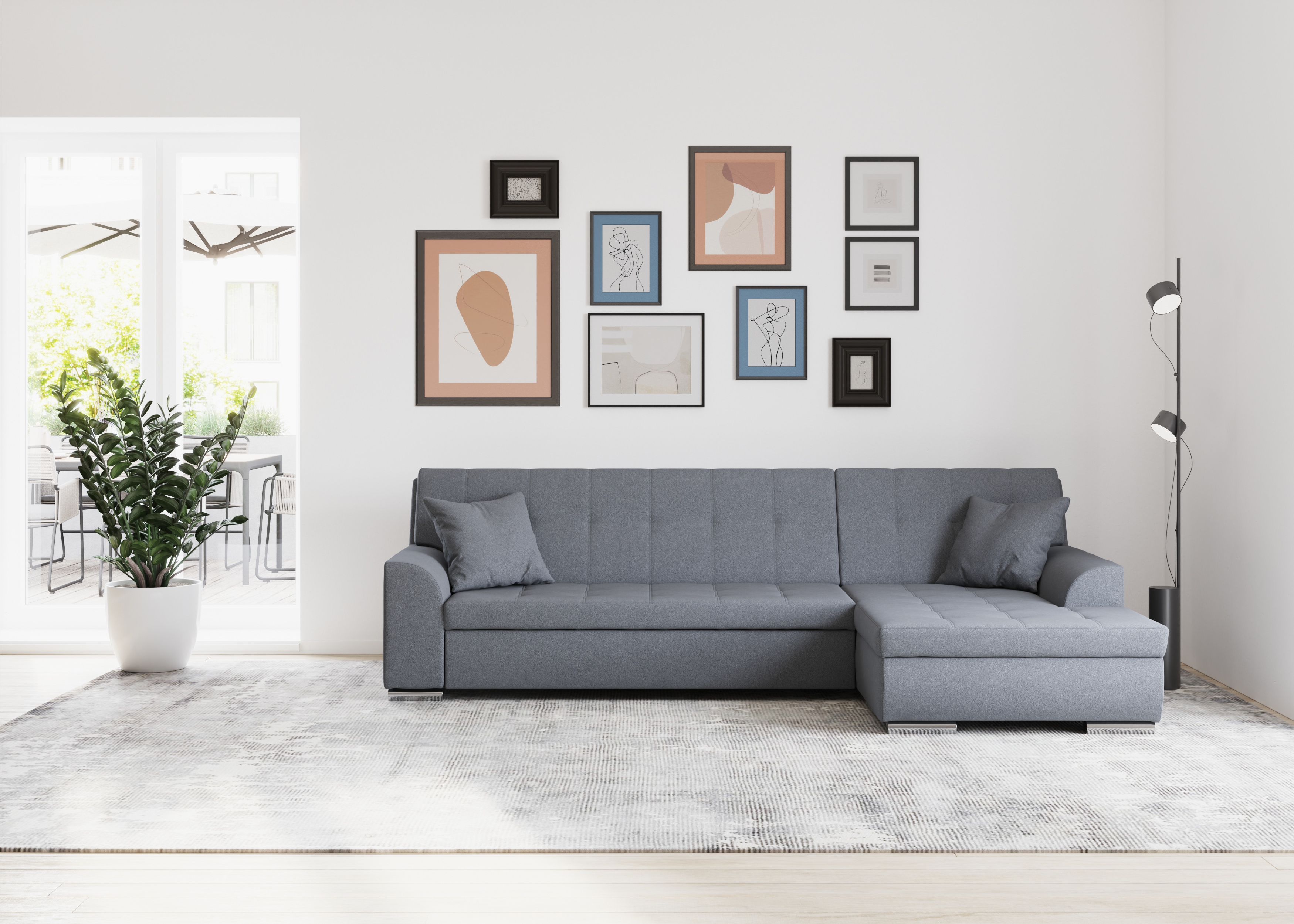 DOMO collection Ecksofa "TREVISO viele Bezüge, auch in Cord, L-Form, 267x178 cm" mit Bettfunktion, inkl. Zierkissen, Unser Dauertiefpreis
