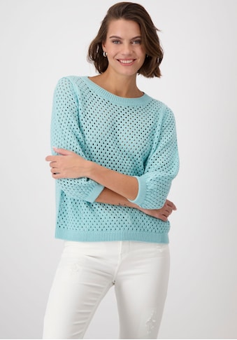 Monari 3/4 Arm-Pullover im Ajourmuster