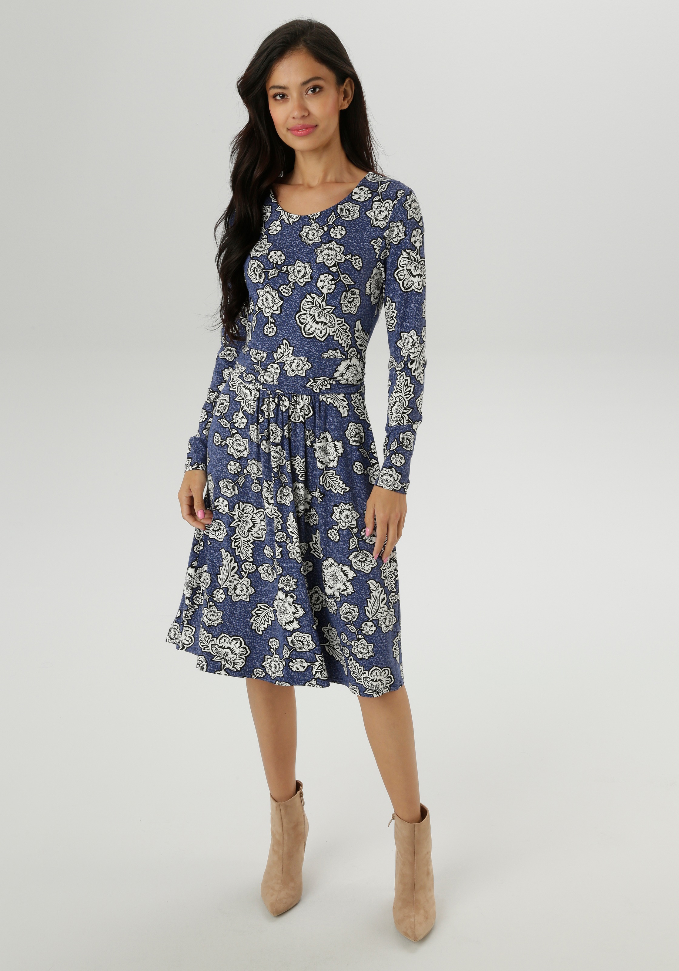Aniston SELECTED Jerseykleid, mit abstrakter Blüten- und Blättermusterung - NEUE KOLLEKTION