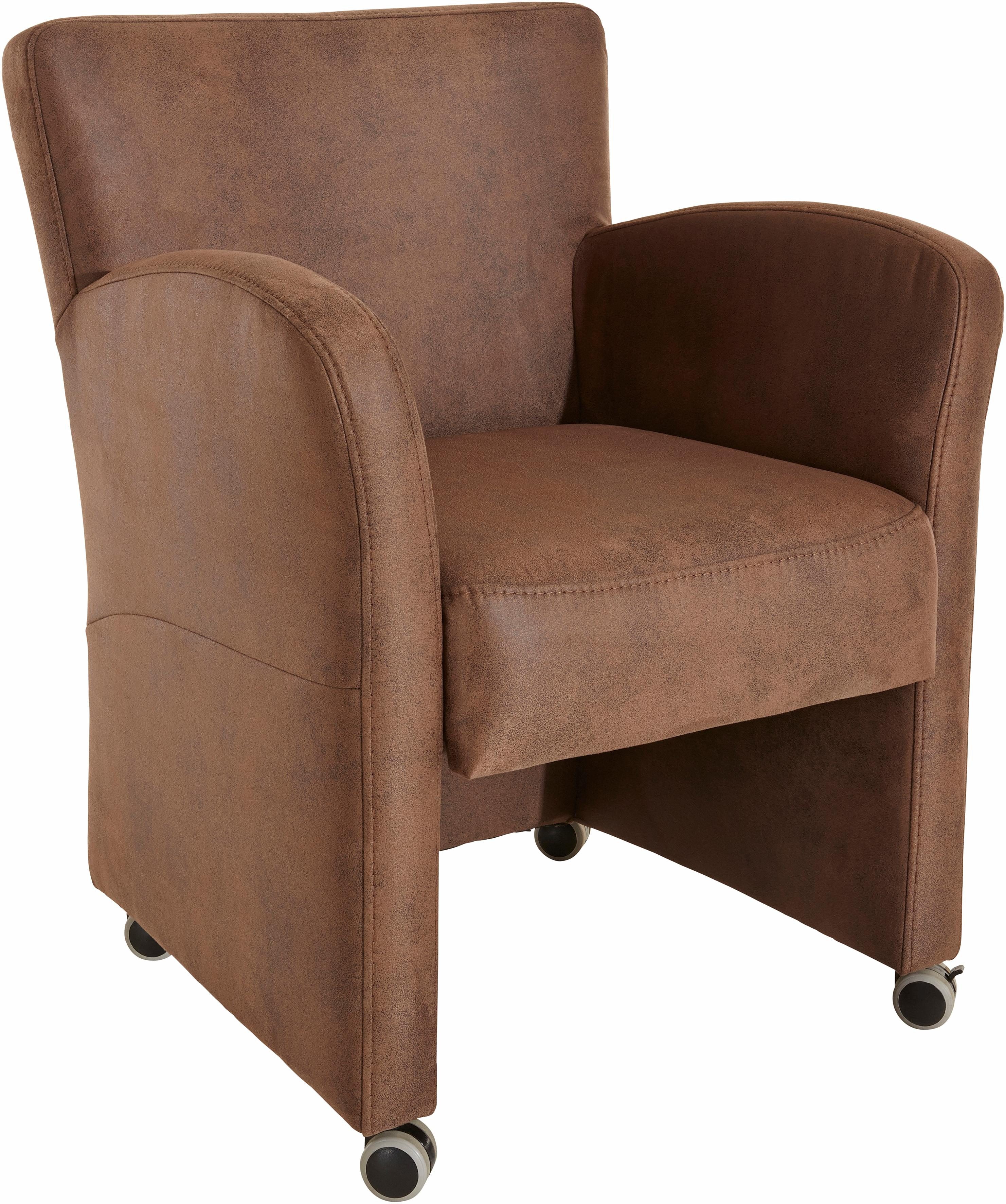 exxpo - sofa fashion Sessel "Cortado, Loungesessel auf Rollen, schmale Armlehnen, bequem" hohe Bodenfreiheit, schöne Detailverarbeitung