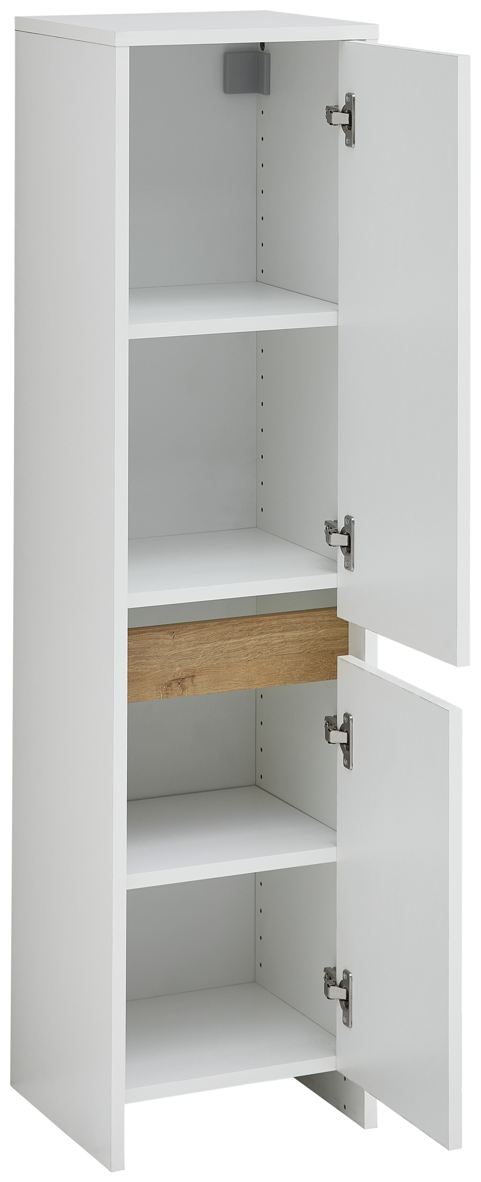 Saphir Badmöbel-Set »Badmöbel-Set Quickset 100, Waschbeckenunterschrank mit Spiegelschrank«, (5 St.), Badezimmer-Set mit Unterschrank, Hängeschrank und Midischrank in Weiß