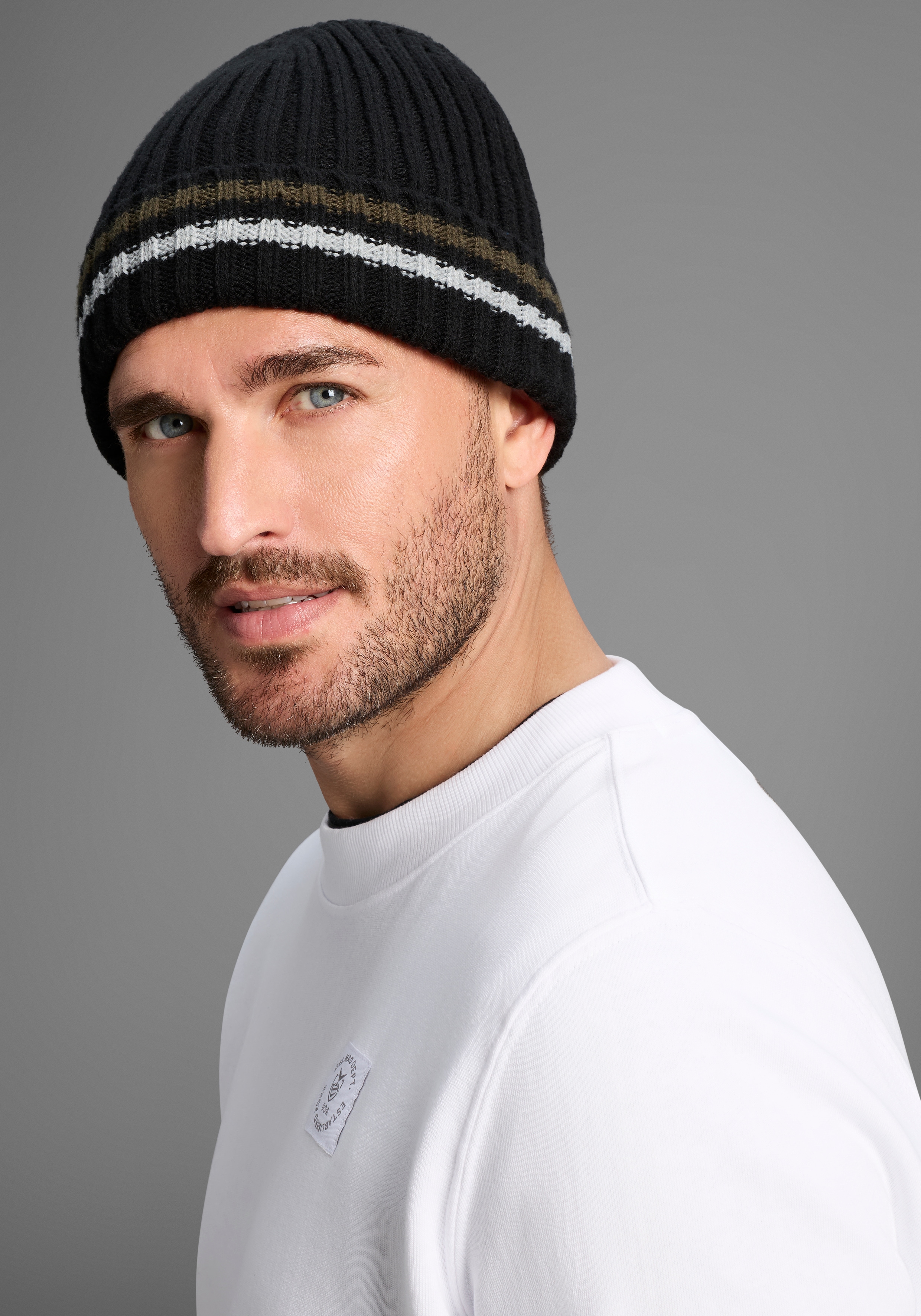 Mans World Strickmütze mit wärmenden Fleecefutter