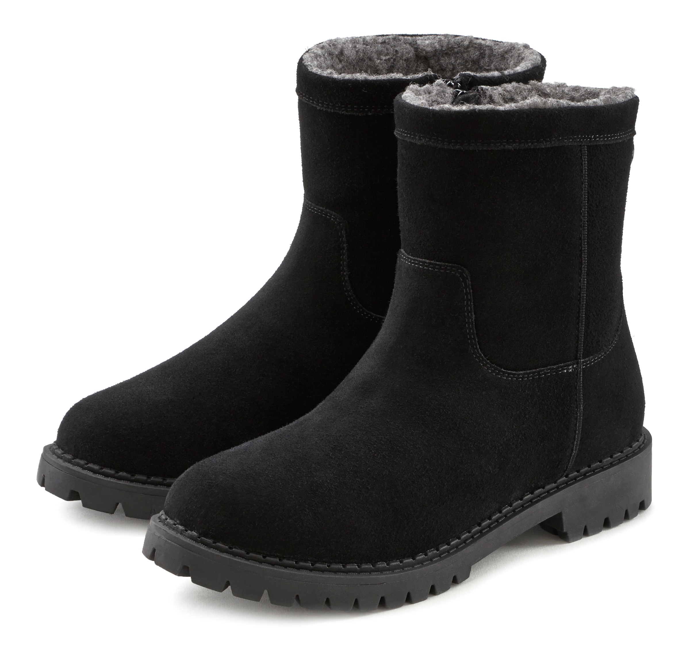 LASCANA Winterstiefel, aus Leder, Warmfutter und Profilsohle, Boots, Snowbo günstig online kaufen