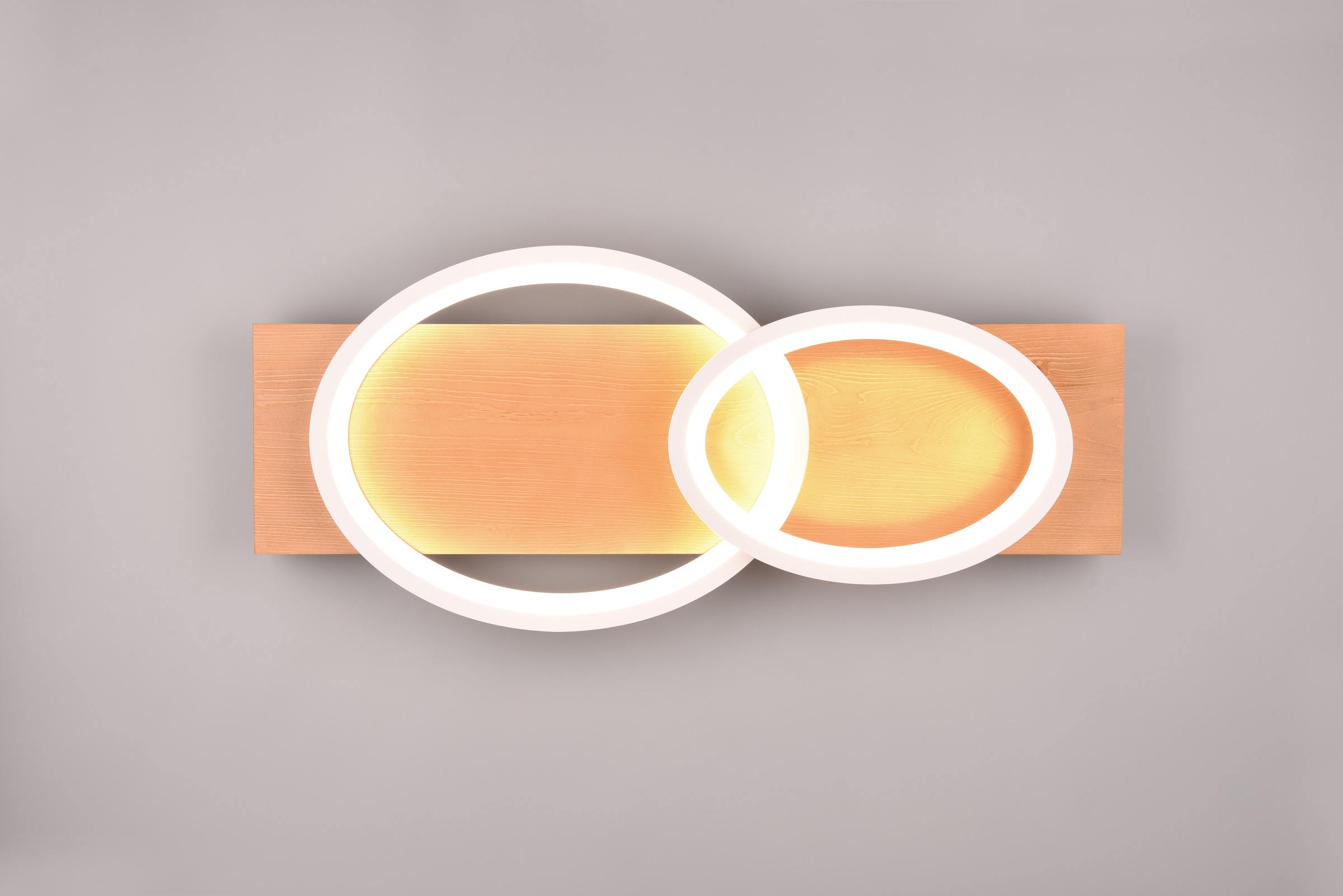 TRIO Leuchten LED Deckenleuchte »BARCA, dimmbare Deckenlampe aus Holz & Metall mit indirektem Licht«, 1 flammig, Leuchtmittel LED-Board | LED fest integriert, LED warmweiß & 3500 Lumen, für Wand- und Deckenmontage, 3 Dimmstufen