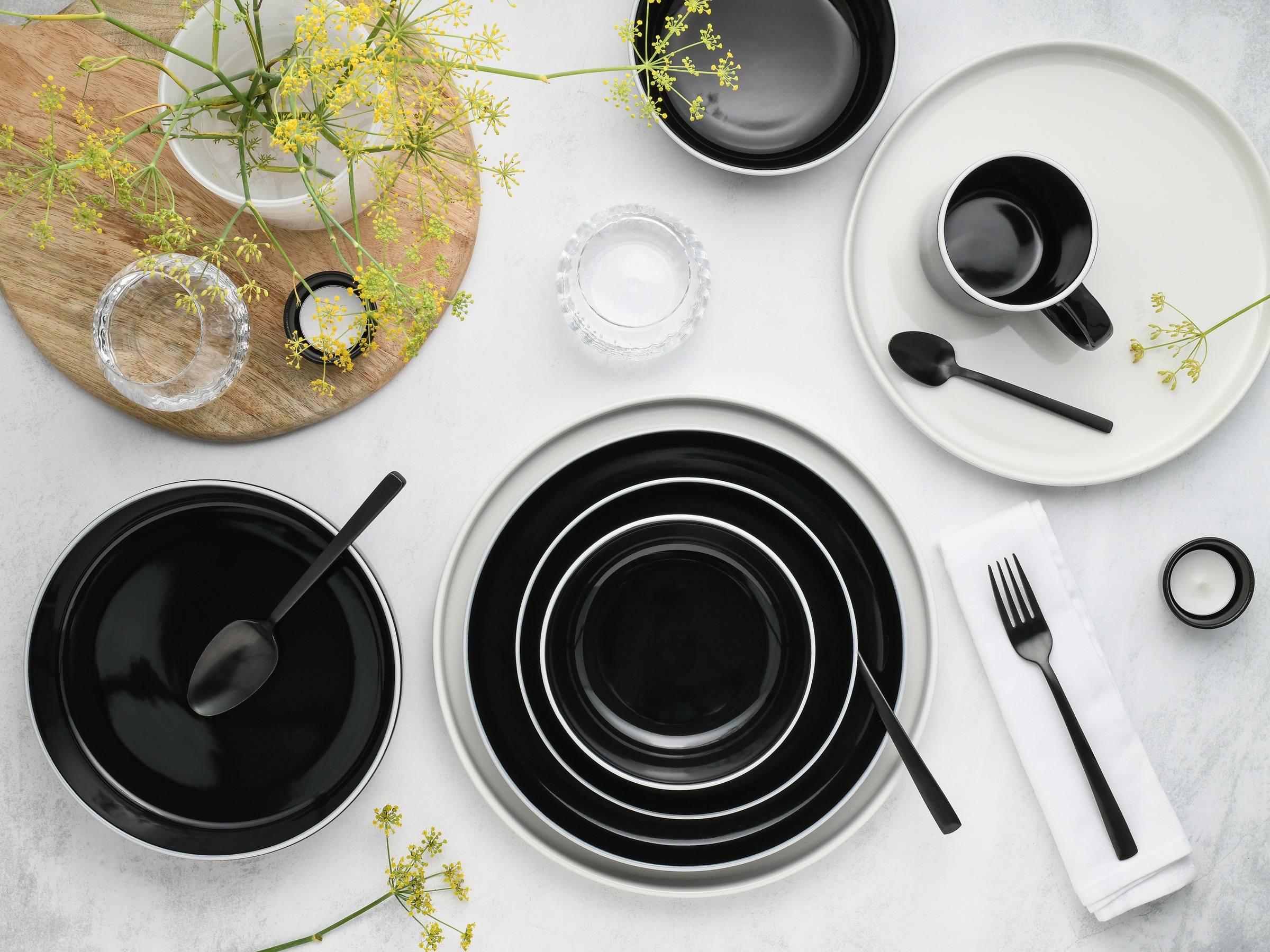CreaTable Kombiservice »Nordic Gourmet, Service 10-tlg.« Minimalistisches Design, Glänzende Glasur, Nordische Ästhetik