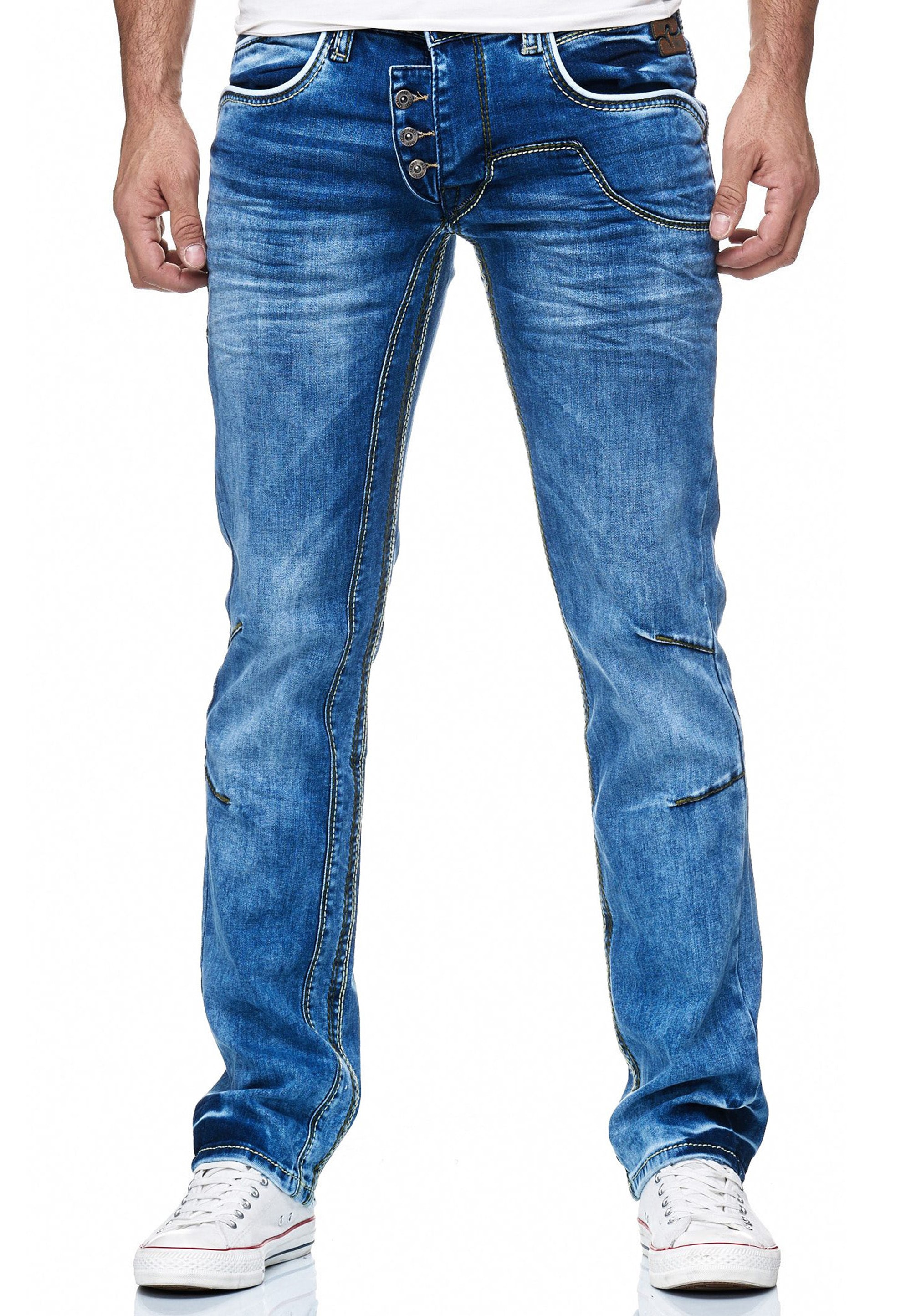 Rusty Neal Straight-Jeans »RUBEN 30«, mit angesagten Ziernähten