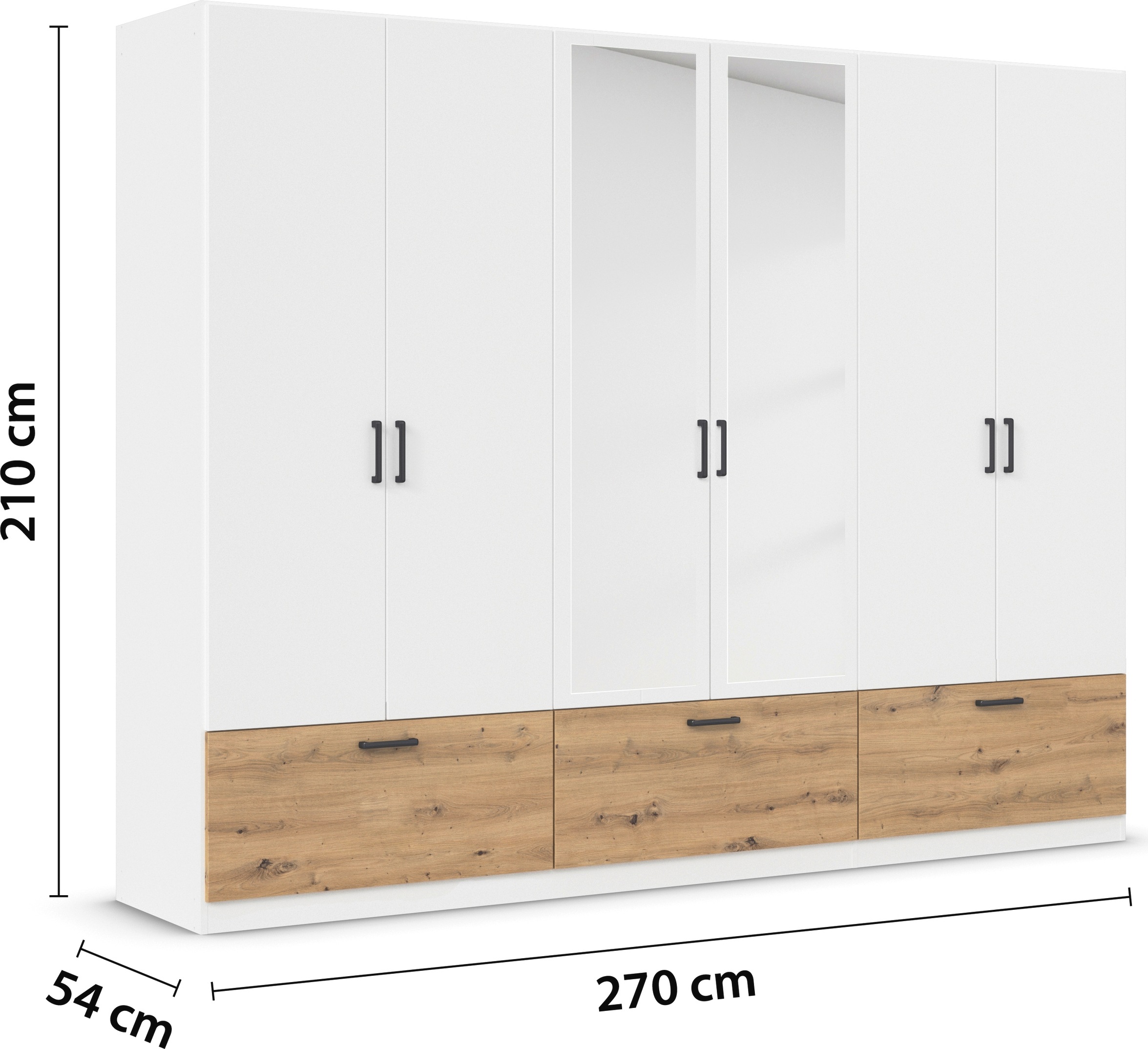 rauch Drehtürenschrank »Kleiderschrank Schrank Garderobe Wäscheschrank BARI mit Spiegel«, mit Schubkästen und modernem Griff in Graumetallic MADE IN GERMANY