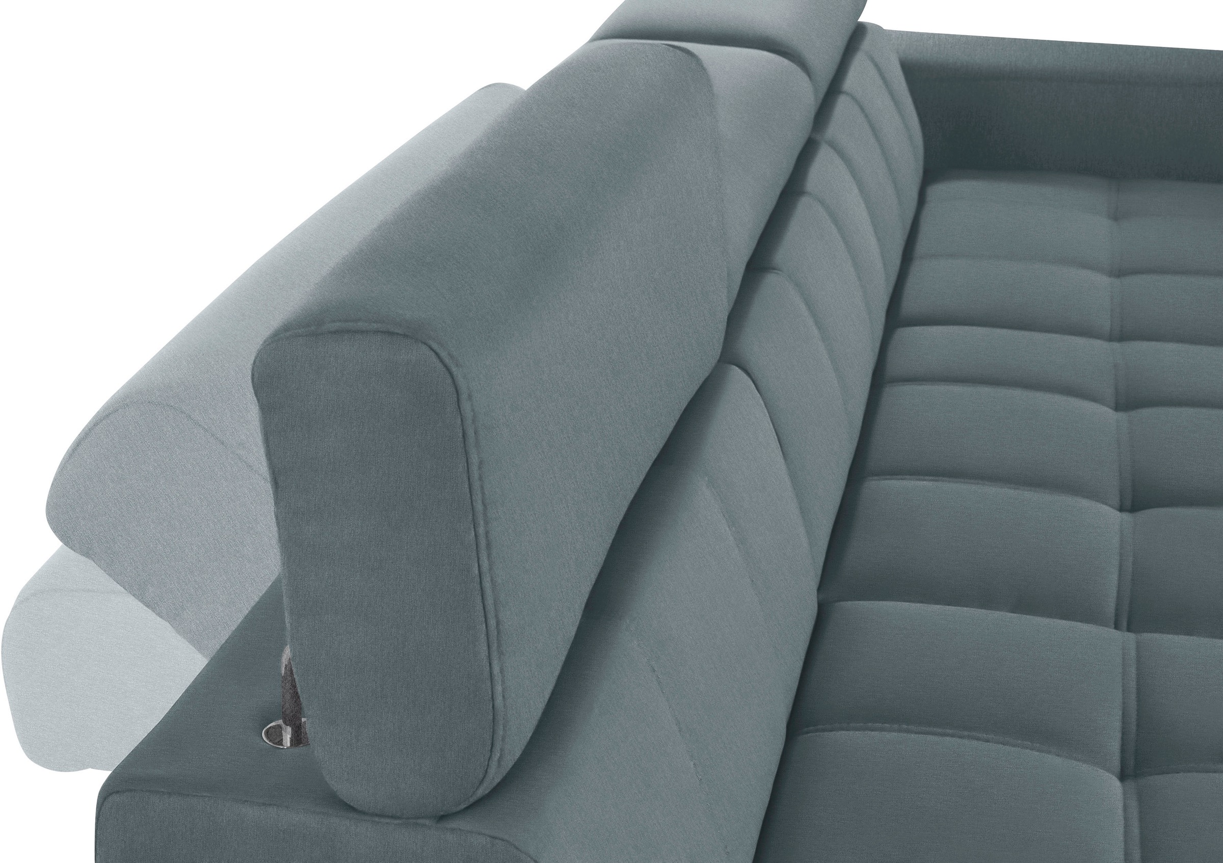 DOMO collection Ecksofa »Cunelli tolle Sitznähte als Designelement, fester Sitzkomfort, L-Form«, wahlweise mit 6-fach verstellbarer Kopfteilverstellung, bodenfrei