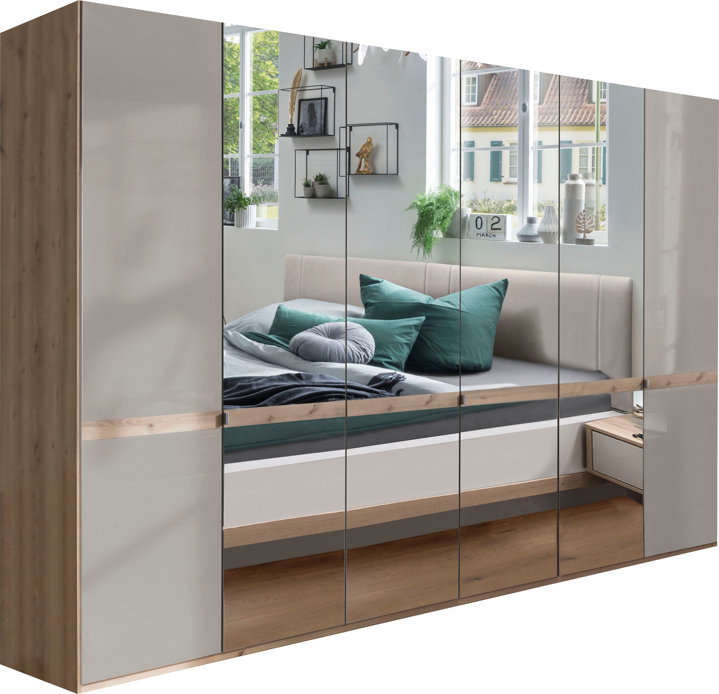 WIEMANN Kleiderschrank "Barcelona" mit Spiegelfront und schmaler Bauchbinde