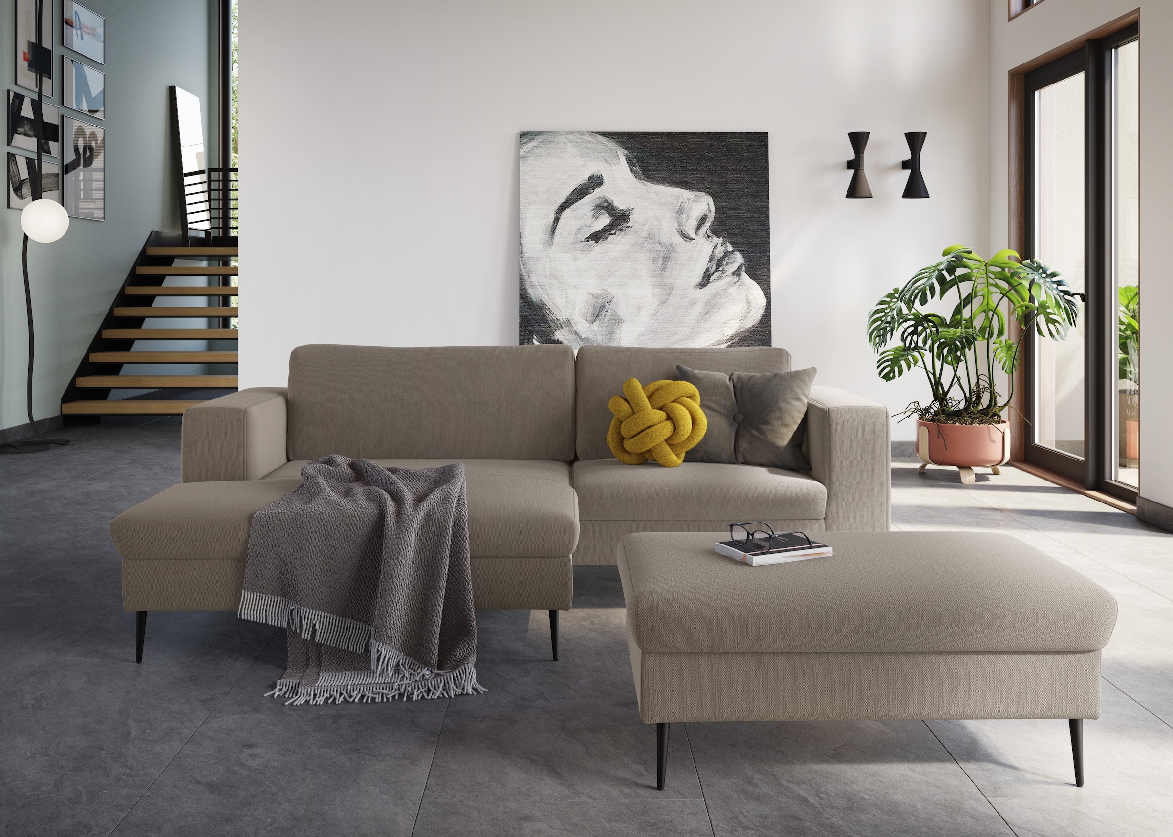 DOMO collection Ecksofa »Modica kompakt und elegant, Breite 244, L-Form«, moderne Optik mit extrabreiter Recamiere, auch in Cord