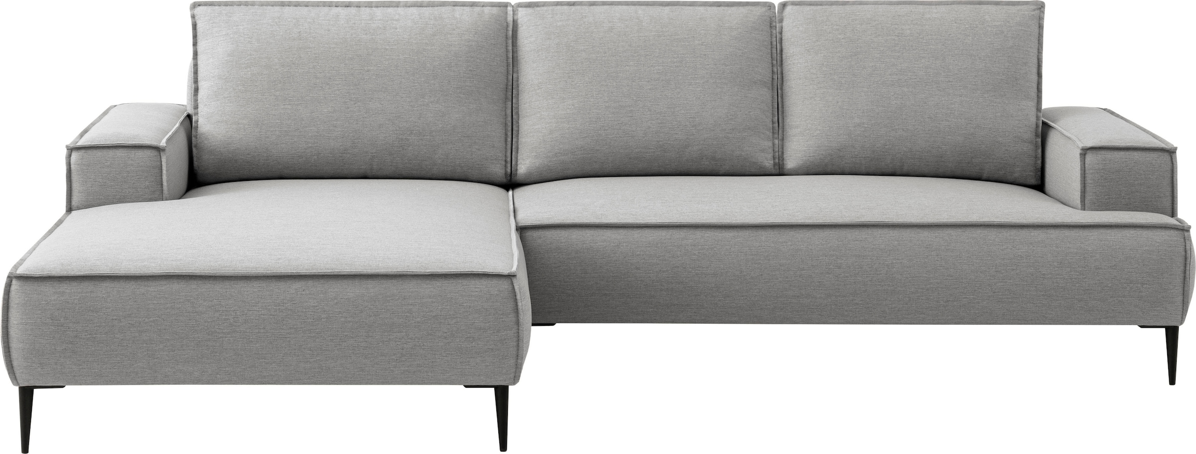 andas Ecksofa »TVINNU, L-Form, 275cm, in Cord und Flachgewebe«, wahlweise Recamiere rechts/links, schwarze Füße, bequemer Sitzkomfort
