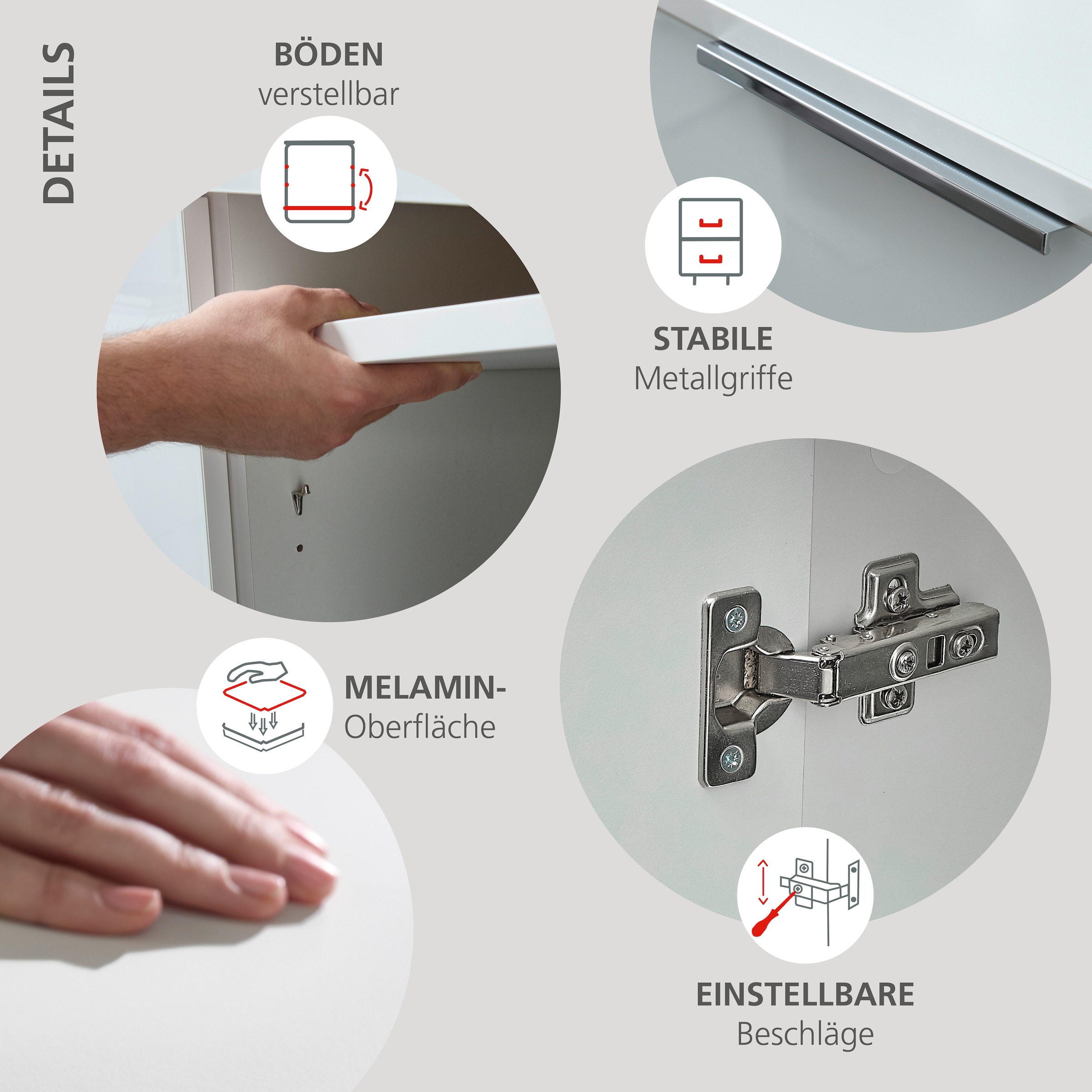 Innostyle Aktenschrank »Büroschrank Santorin, 40/198/38 cm ( B/H/T)« 1 Stk. tlg. 1 Tür links/rechts verwendbar, Softclose, Klarglas, ABS Schutzkante