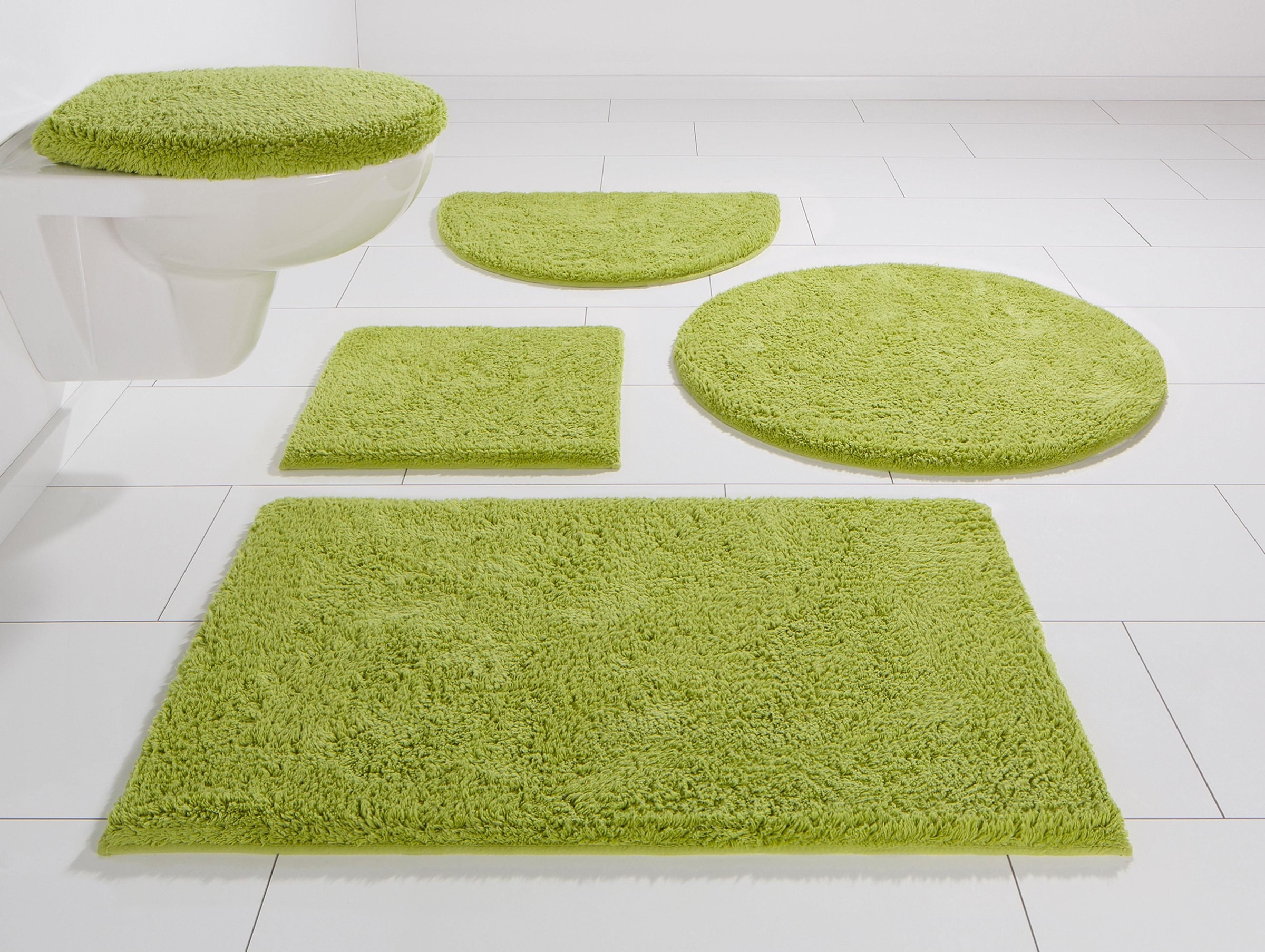 my home Badematte »Maren, Badvorleger, Badezimmer Teppich«, rutschhemmend beschichtet, fußbodenheizungsgeeignet, Bio-Baumwolle, Badteppich, Badematten auch als 3 teiliges Set