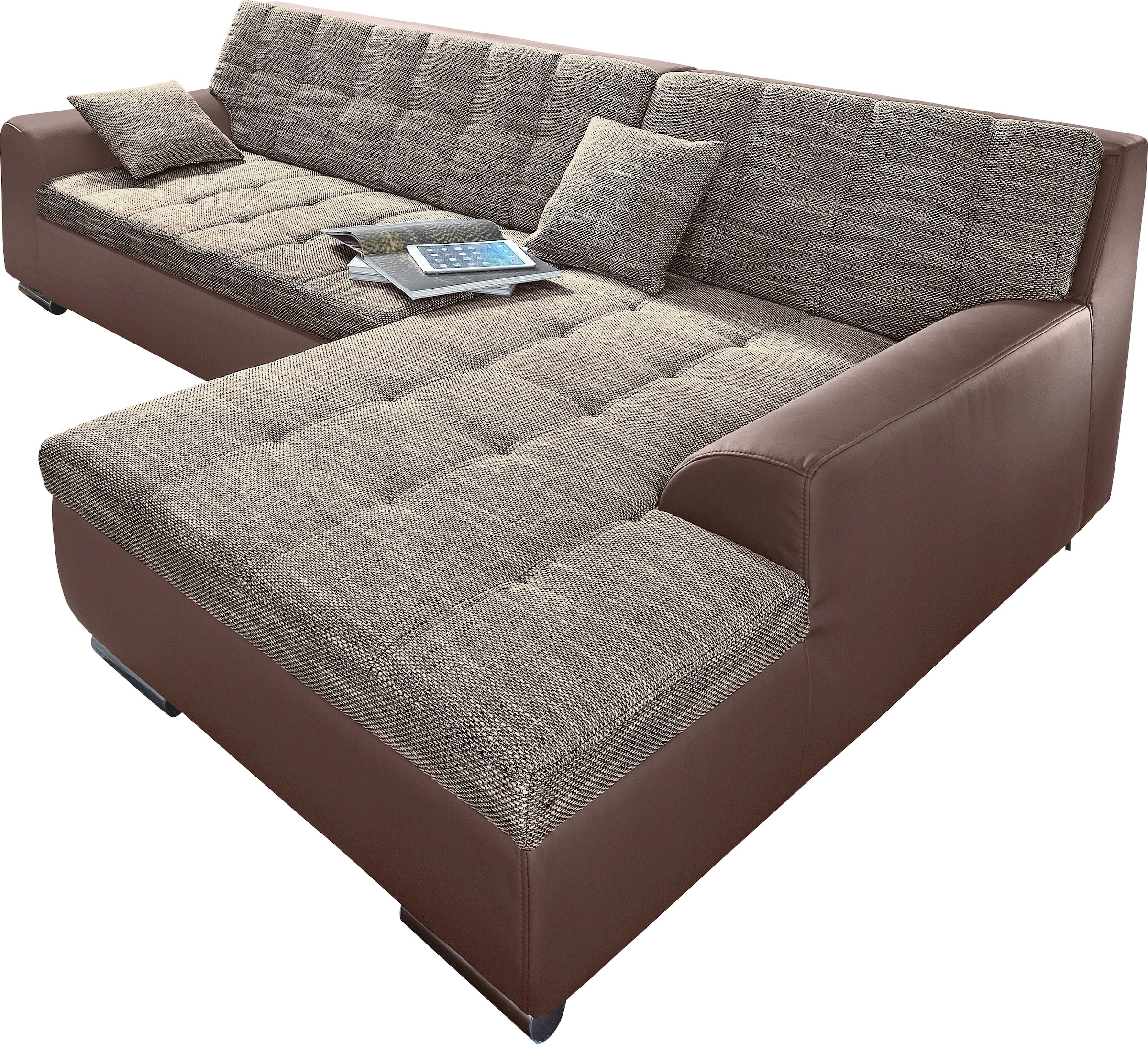 DOMO collection Ecksofa Treviso, wahlweise mit Bettfunktion, incl. Zierkiss günstig online kaufen