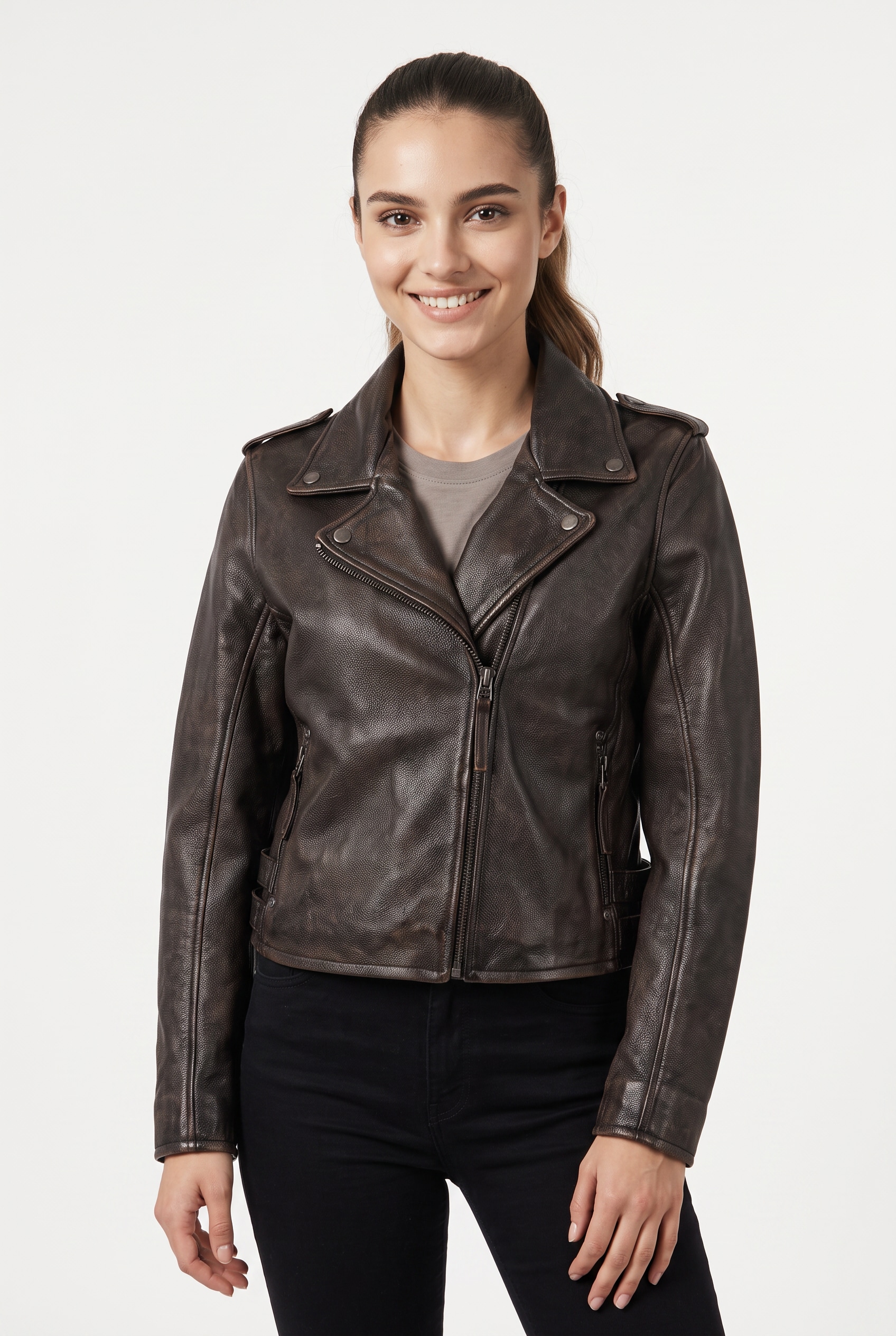 Mauritius Lederjacke "MWKatica" mit Reverskragen, Vintage-Optik