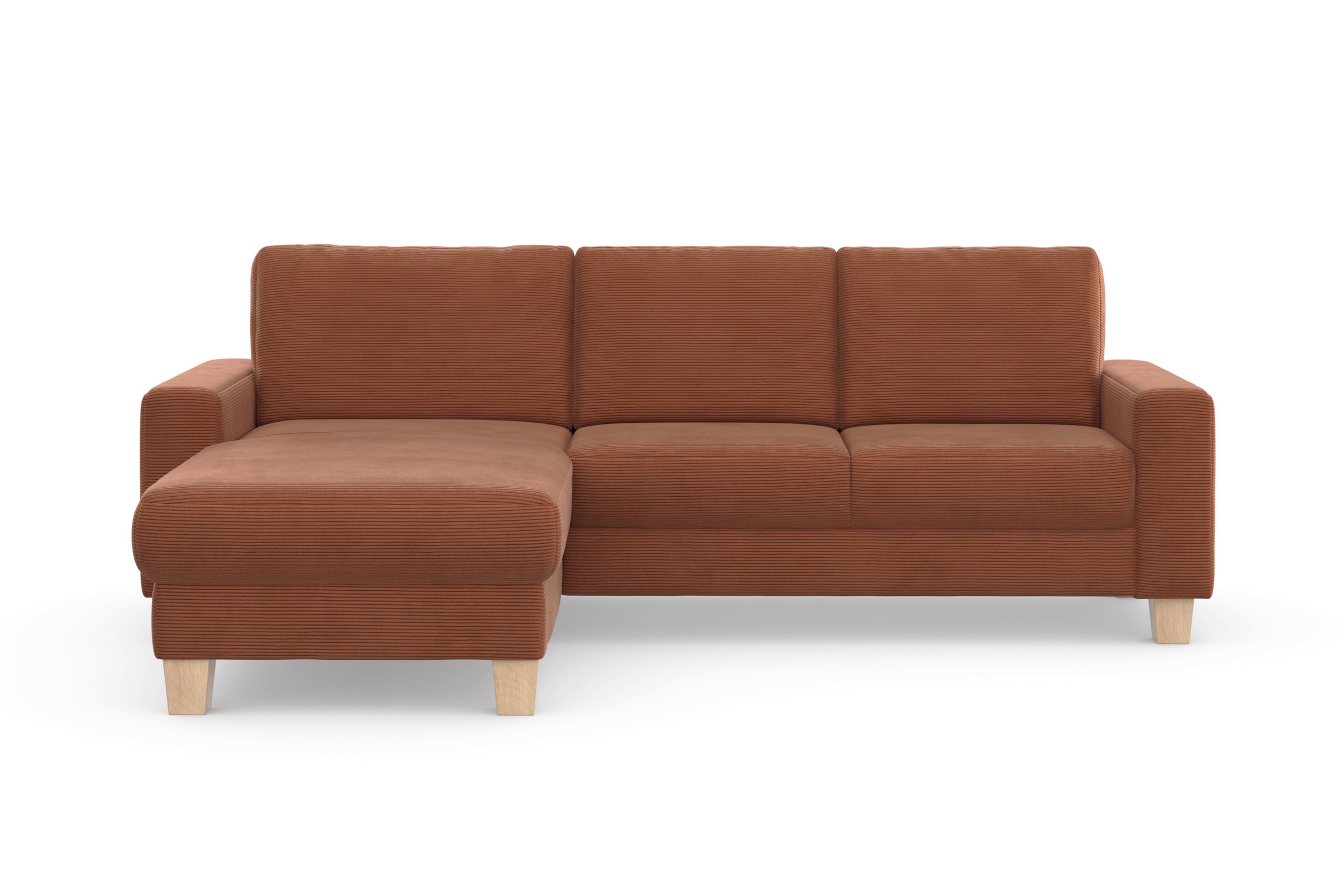 Home affaire Ecksofa »Summer L-Form«, mit Recamiere, mit oder ohne Bettfunktion und Bettkasten, Cord-Bezug