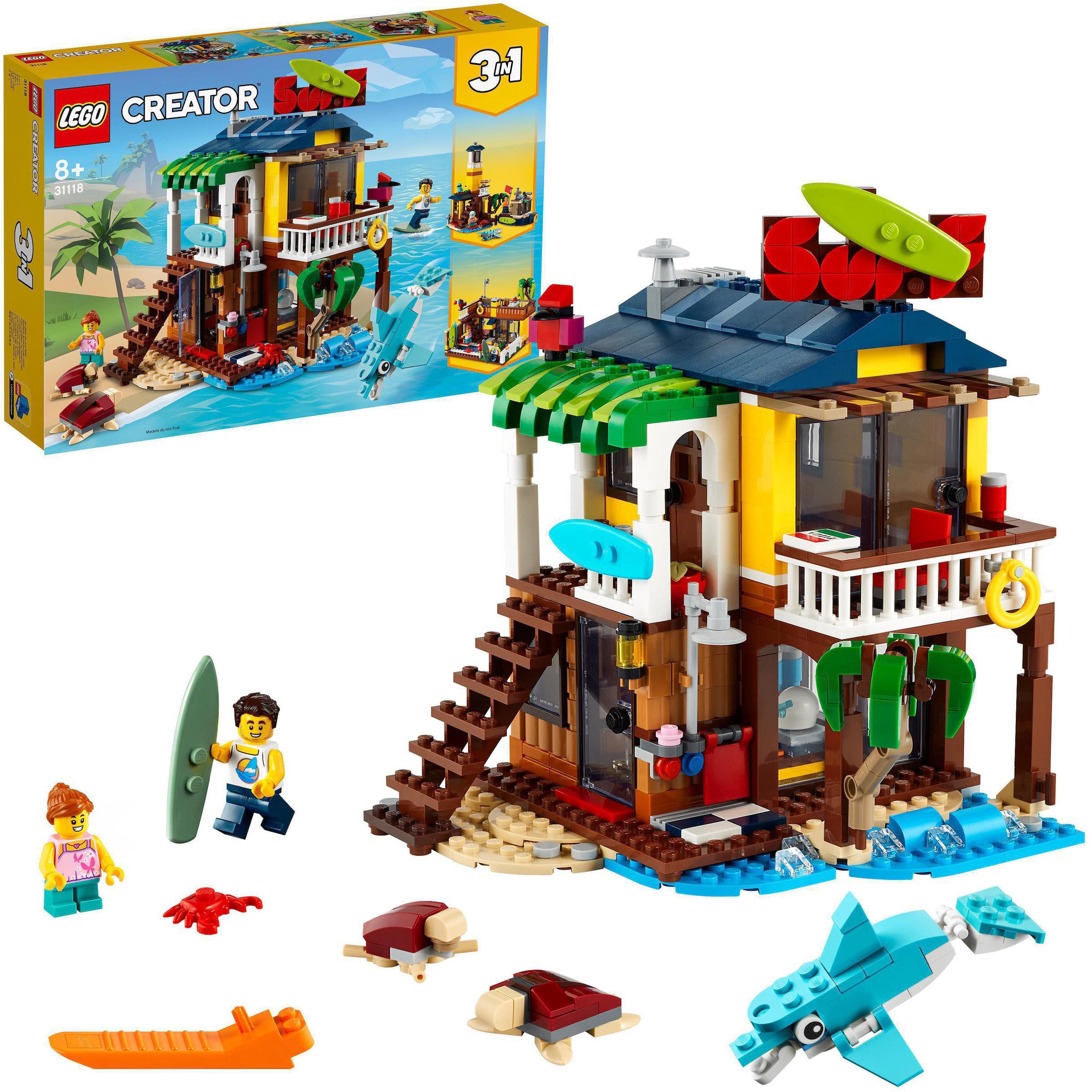 LEGO® Konstruktionsspielsteine »Surfer-Strandhaus (31118), LEGO® Creator 3in1«, (564 St.), Made in Europe