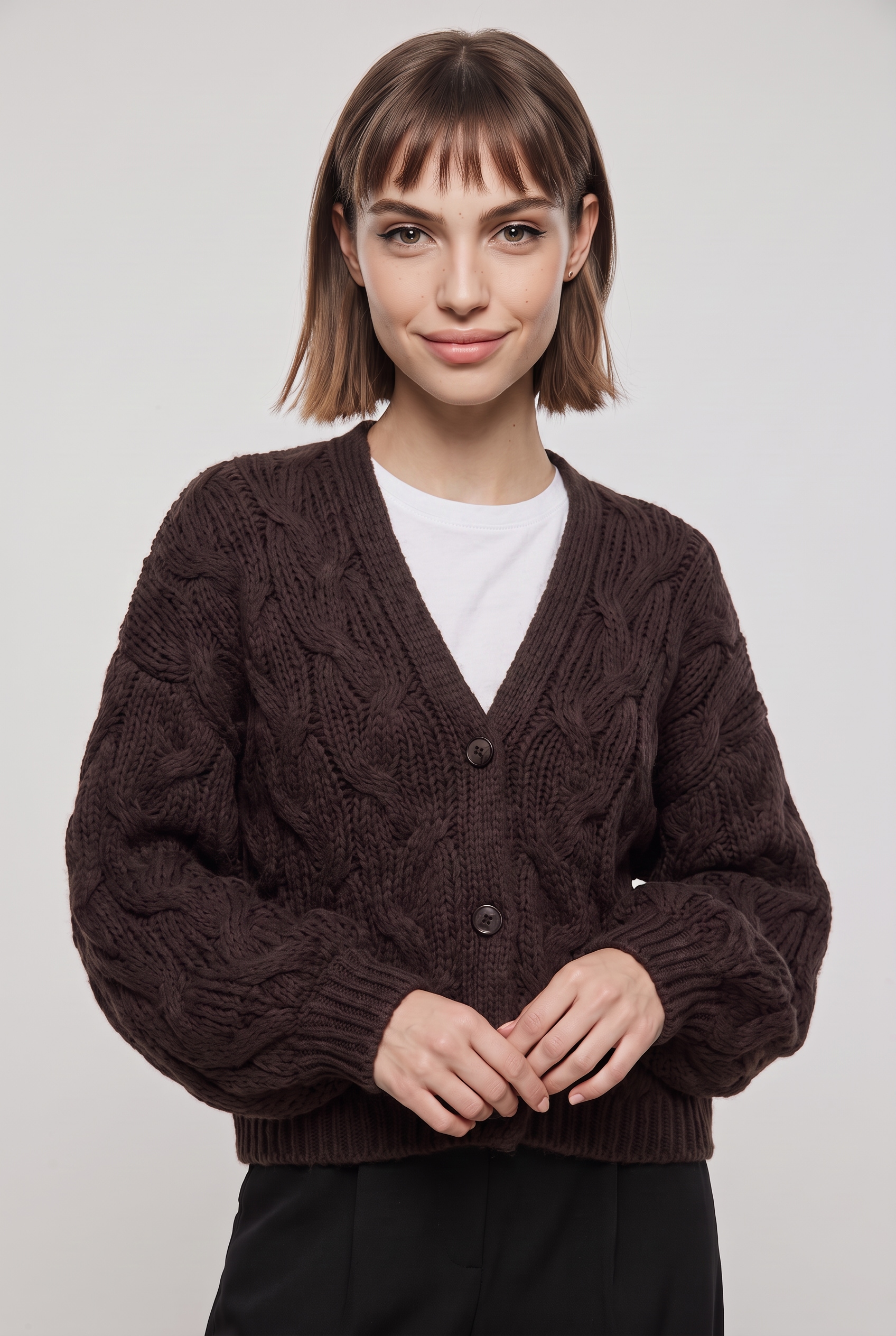 Vero Moda Strickjacke "VMMAYBE LS OPEN CABLE CARDIGAN NOOS" Kunstfaser, mit Zopfstrickmuster