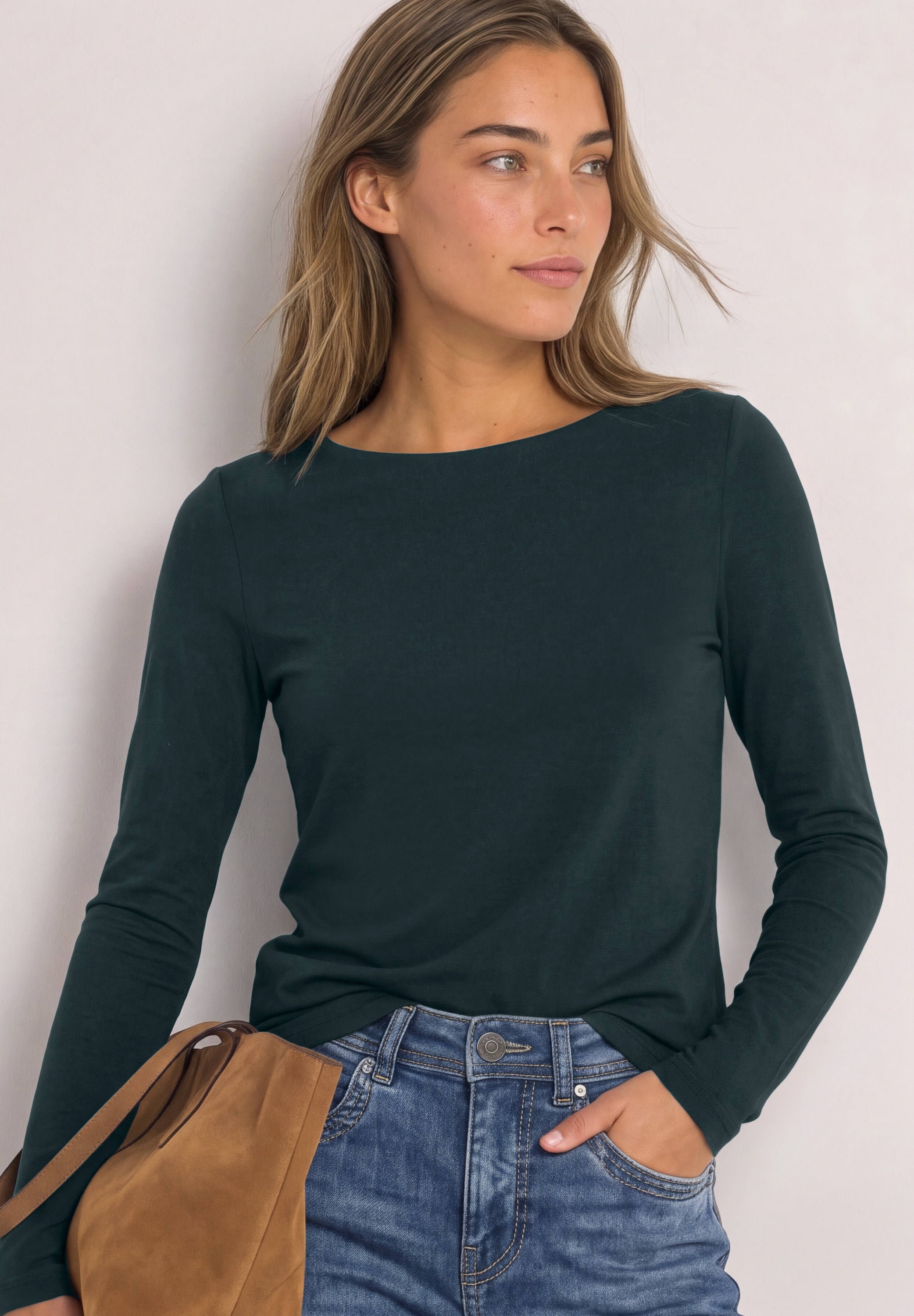 STREET ONE Langarmshirt "Style Lanea" Shirt mit U-Boot-Ausschnitt