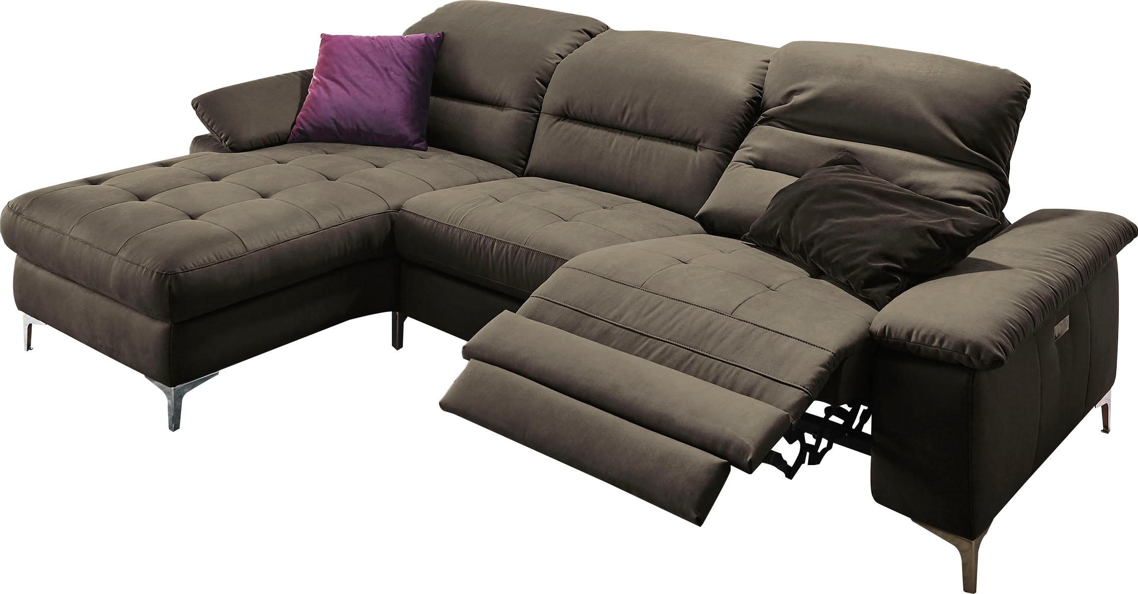 Places of Style Ecksofa »Basel L-Form«, mit vollmotorischer Relaxfunktion und motorischer Recamiere