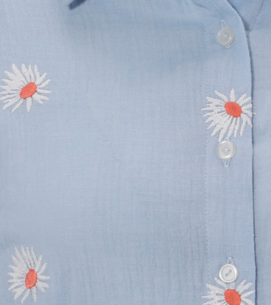 Aniston CASUAL Hemdbluse, mit bezaubernden Blüten bestickt