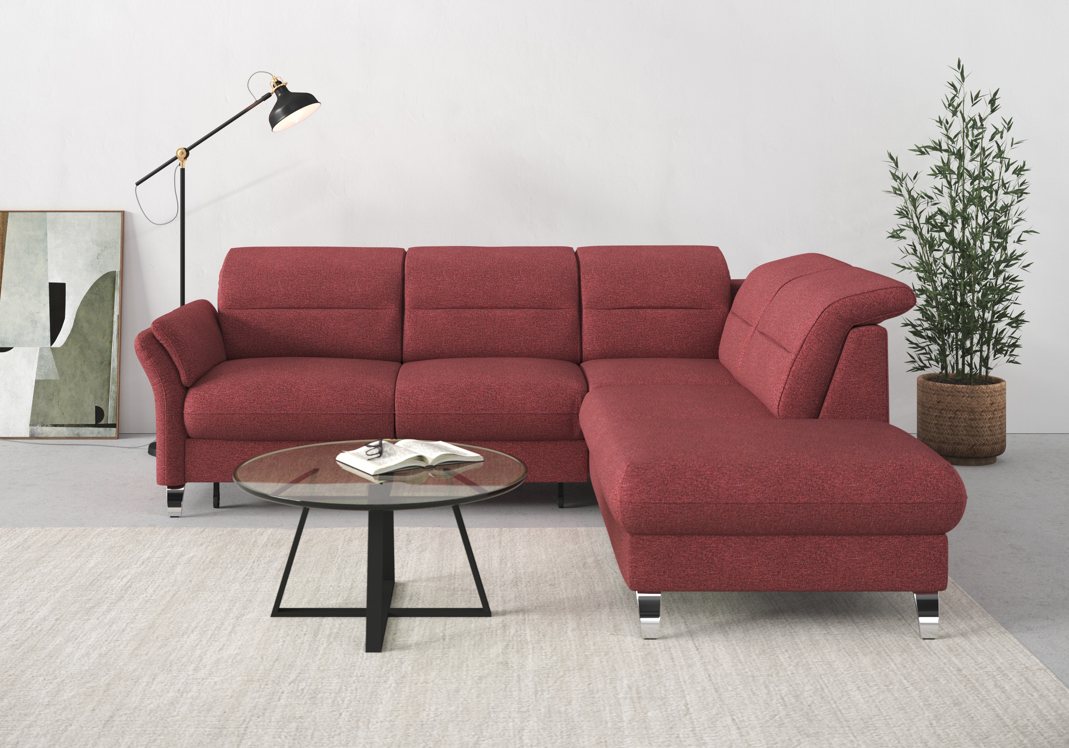 Thumbnail - sit&more Ecksofa "Grenoble L-Form mit Federkern" wahlweise mit Bettfunktion, Bettkasten, Arm- und Kopfteilverstellung