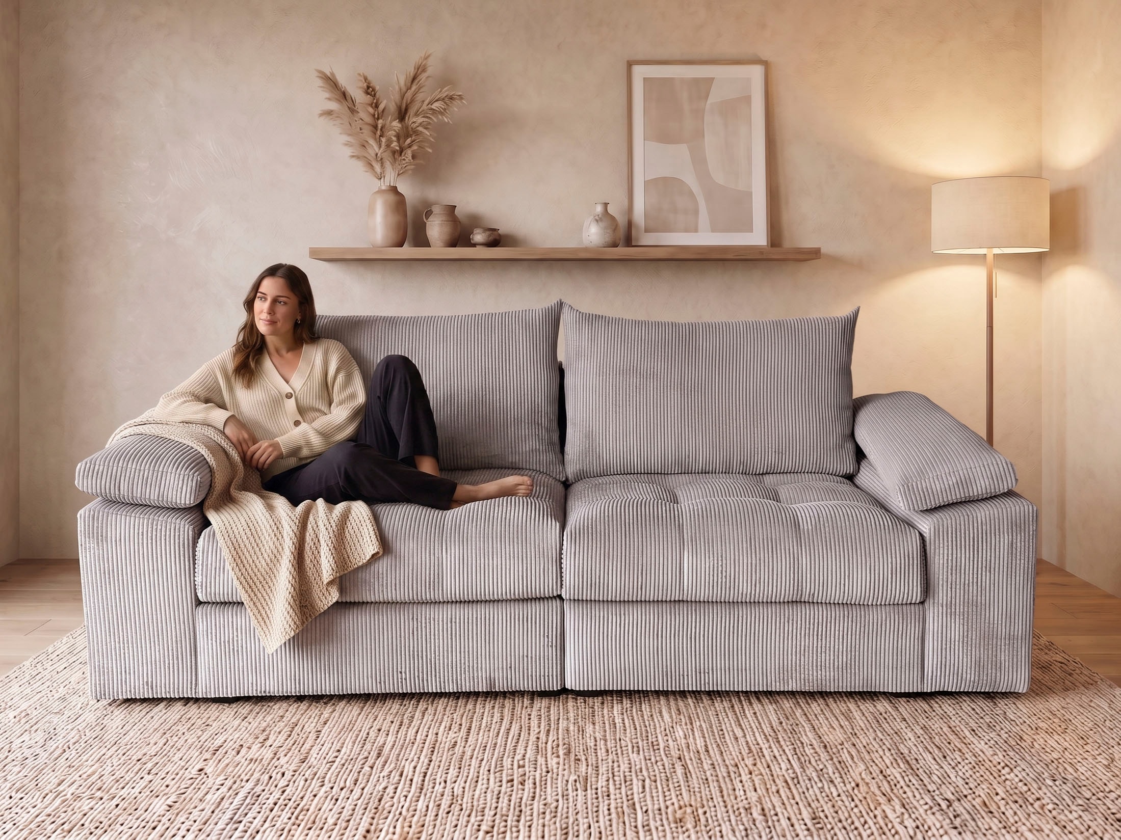 OTTO home Big-Sofa "Soft&Cosy Pik XL, B: 246 cm, Mega Sofa in Cord" Lounge-Komfort mit edler Sitzsteppung, Federkern