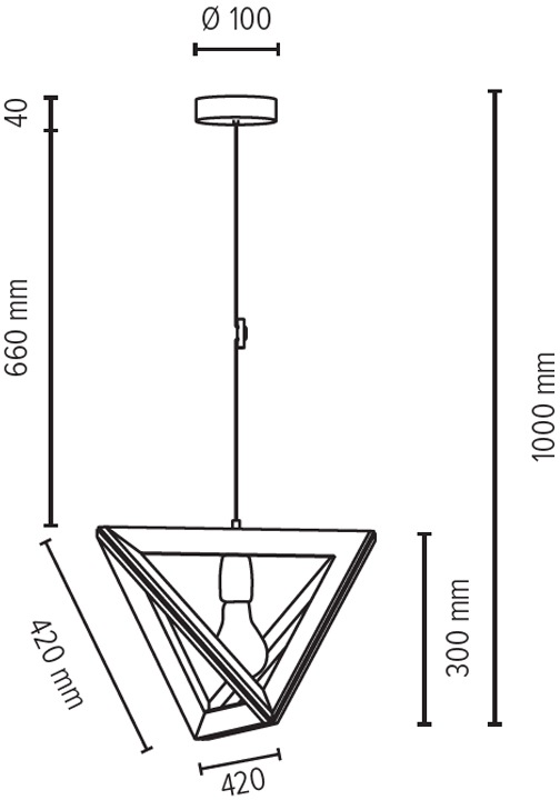 SPOT Light Pendelleuchte »TRIGONON«, 1 flammig, Leuchtmittel E27 | Leuchtmittel wechselbar, Hängeleuchte, Massives Eichenholz, Kabel in Anthrazit, Modernes Design