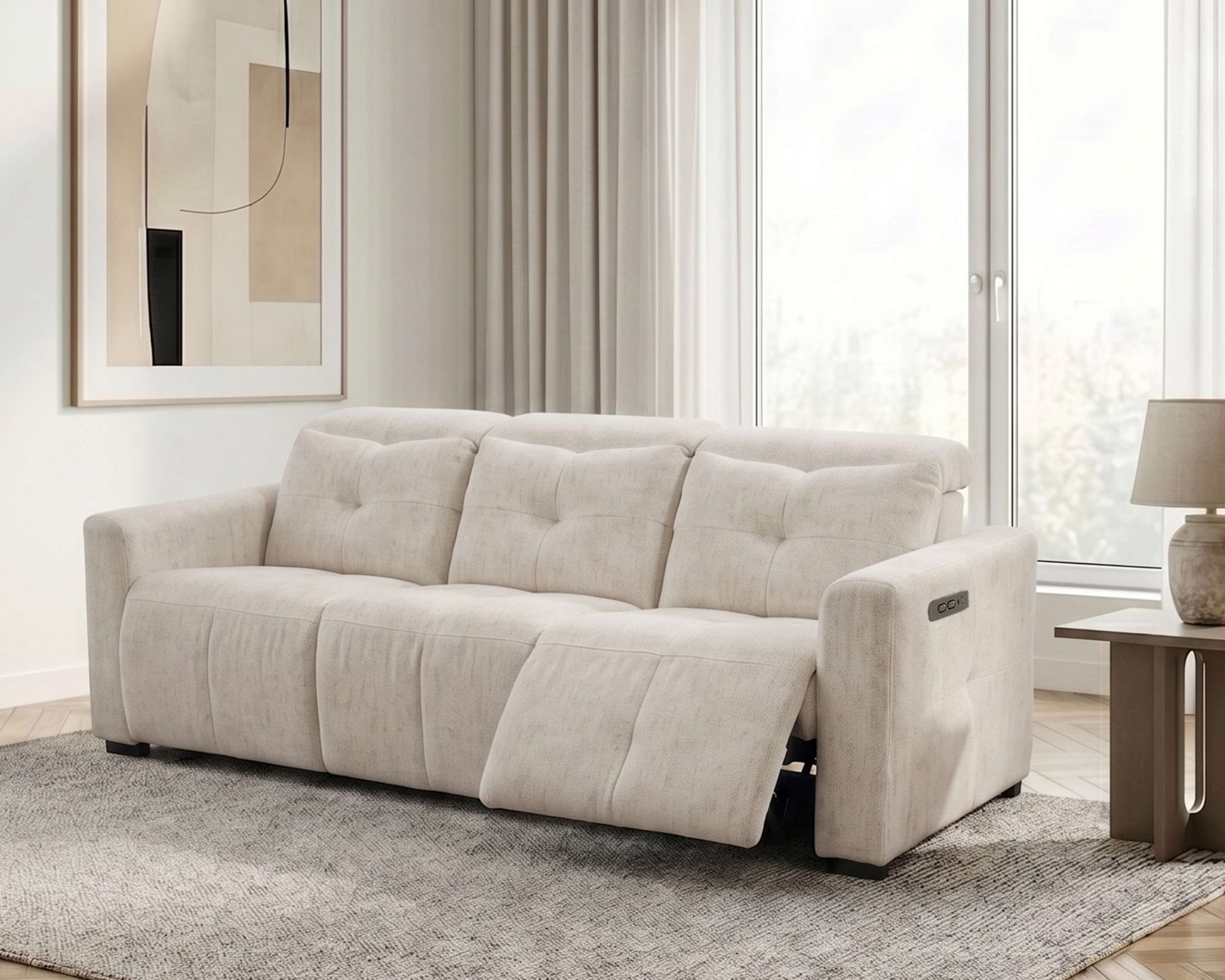 OTTO home "CAARLA Webstoff, Sofa, 224 cm, man. o. elektr. Relaxfunktion (USB)" mit USB-A und USB-C bei elektrischer Ausführung, Kopfteilverstellung
