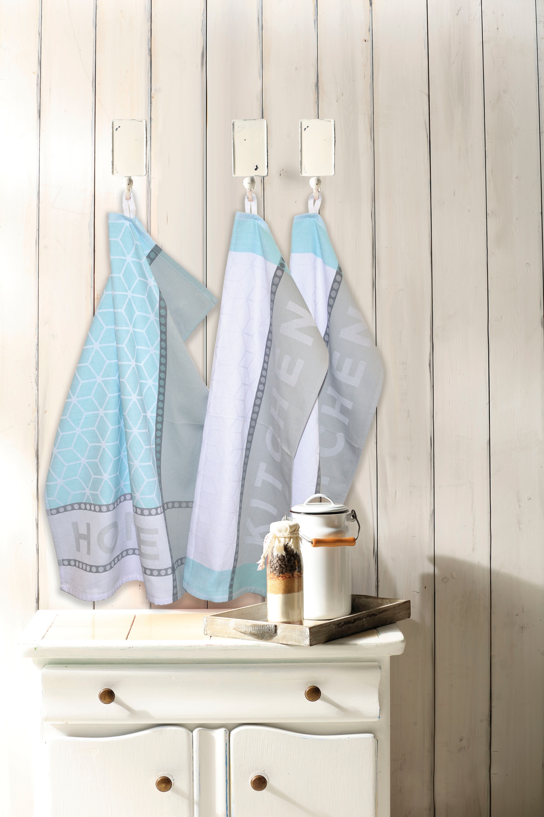 Dyckhoff Geschirrtuch "HOME & KITCHEN, Maße je Tuch ca. 50x70 cm, aus 100% günstig online kaufen