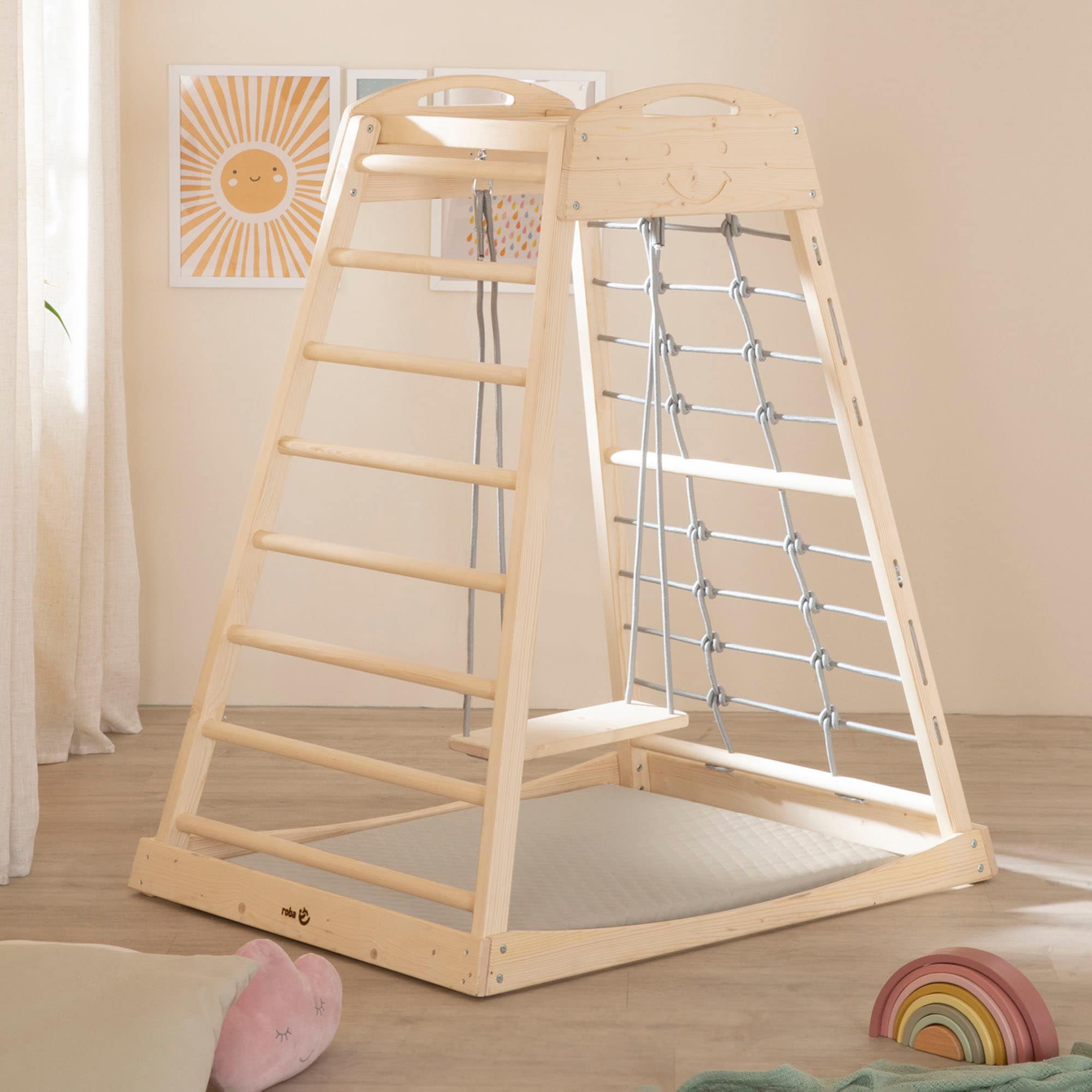 roba® Spielmatte »Luxe, Greyish gesteppt, 78 x 100 cm«, Passend für Kletterdreieck sowie Indoor-Kletterturm
