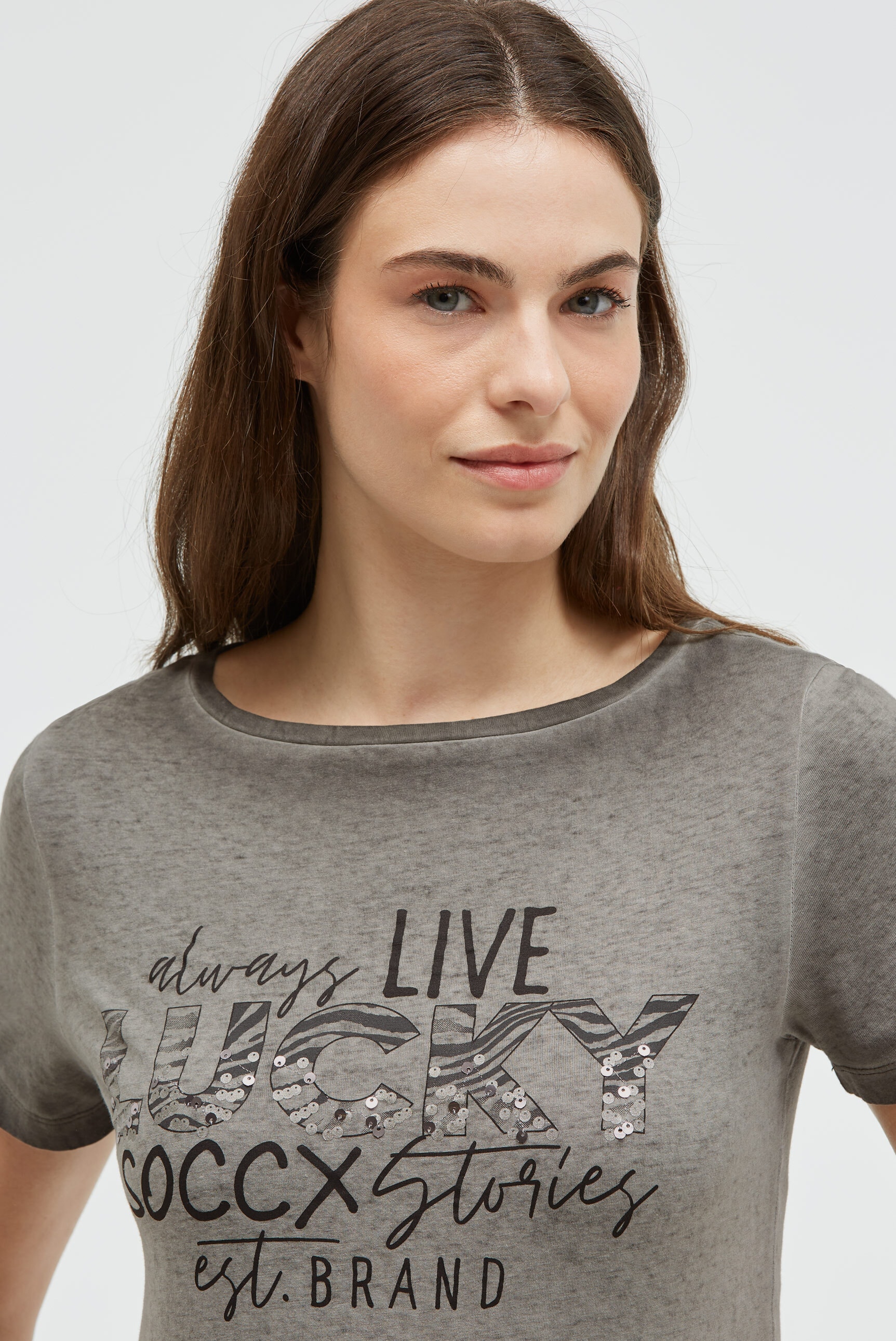 SOCCX Crewneck T-Shirt Women's Cool Khaki Size S 3