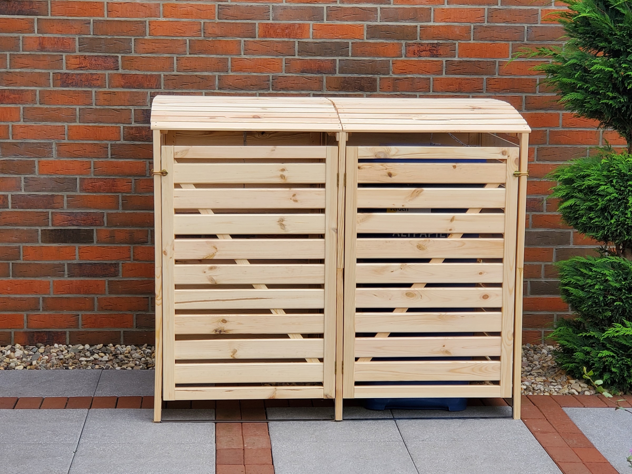 promadino Mülltonnenbox »Vario III«, für 2 Tonnen, robust aus ökologisch, zertifiziertem Kiefernholz