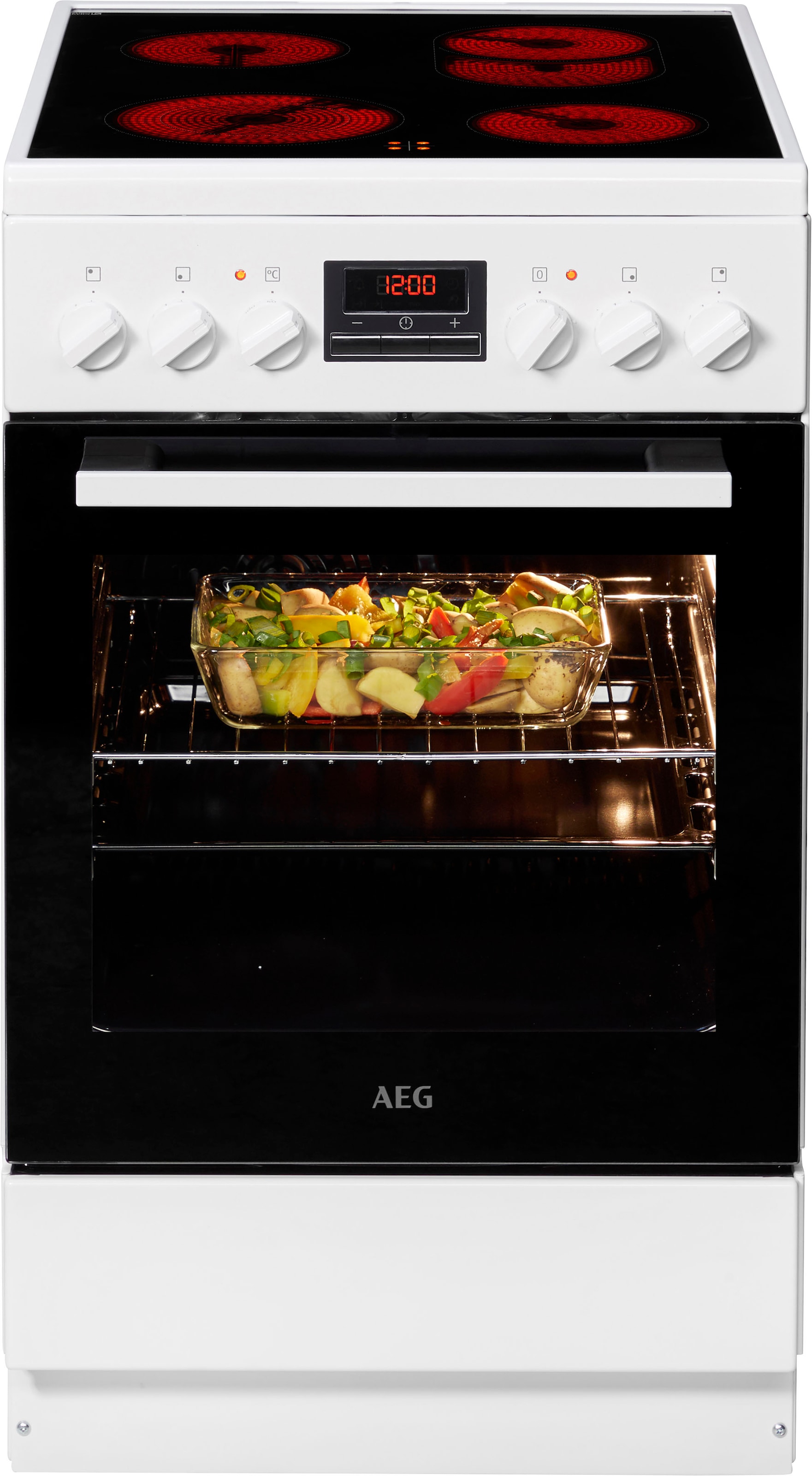 AEG Elektro-Standherd »CCB544COBW«, mit FlexiRunners™ – Teilauszug (2 Paar), Heißluftsystem, Bräter- und Mehrkreiskochzone, 50 cm