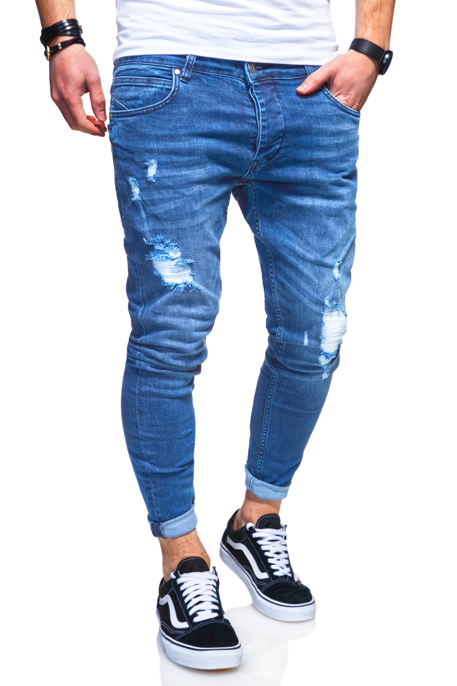 behype Slim-fit-Jeans "ODIN", mit Destroyed-Parts günstig online kaufen