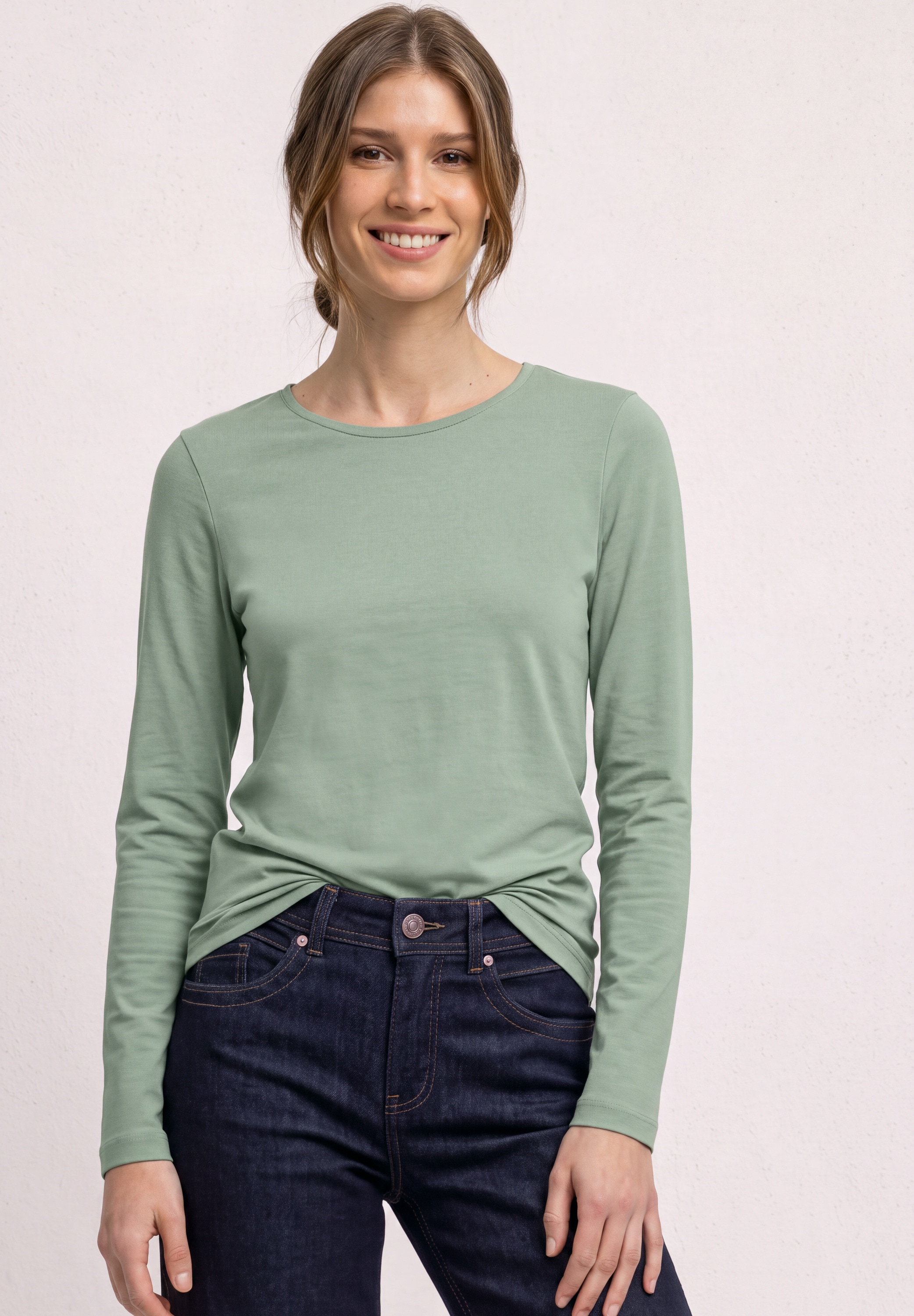 STREET ONE Langarmshirt in Unifarbe