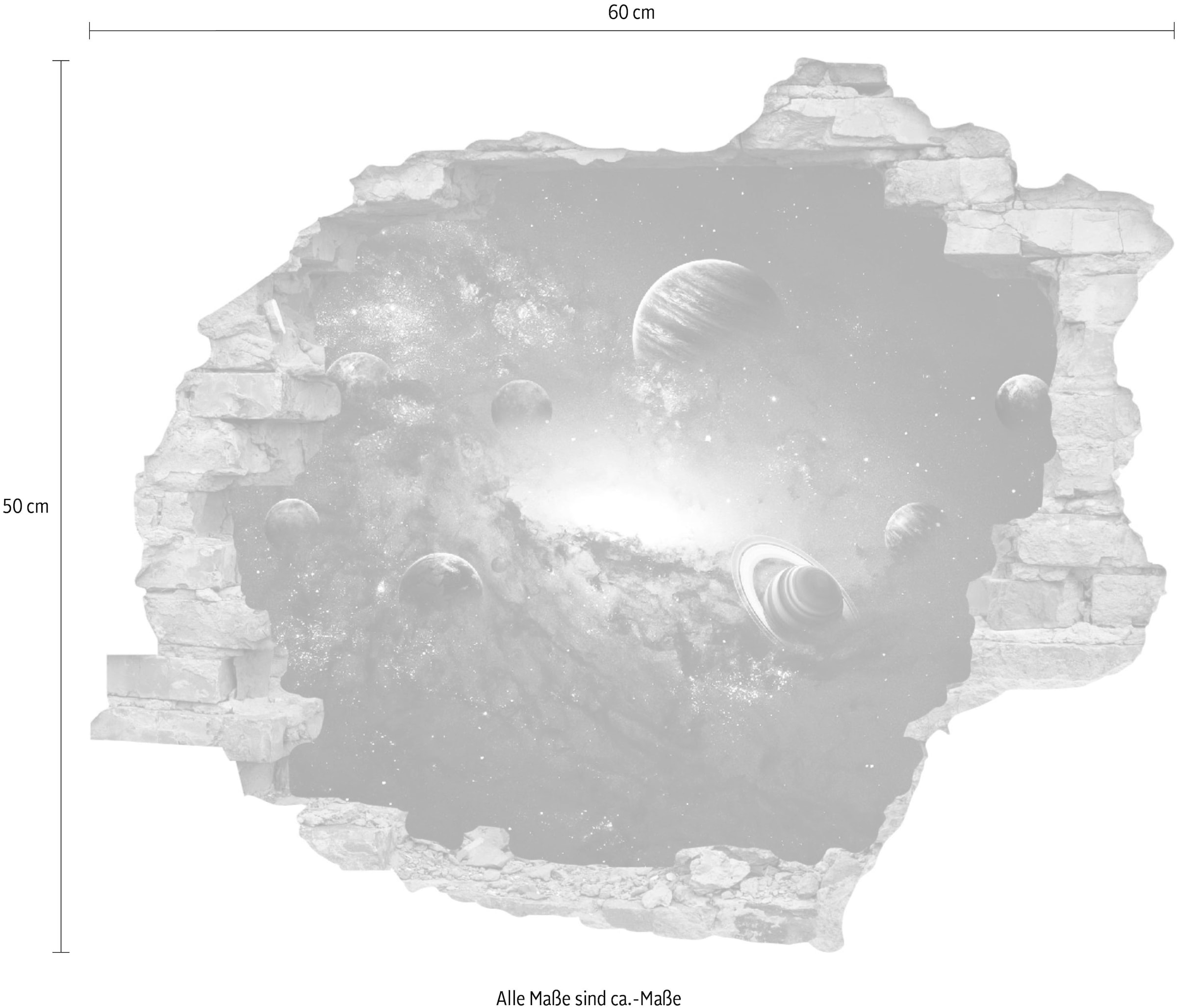 queence Wandtattoo »Planeten«, (1 St.), Wandsticker, Wandbild, selbstklebend, 3D, Wanddurchbruch