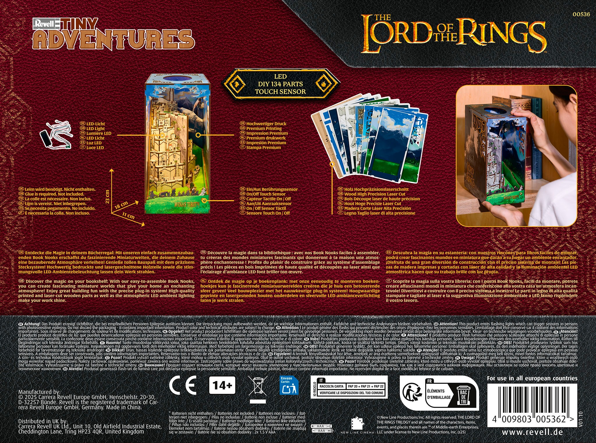 Revell® 3D-Puzzle »Book Nook, Tiny Adventures Herr der Ringe Minas Tirith«, Buchstütze; mit LED-Beleuchtung