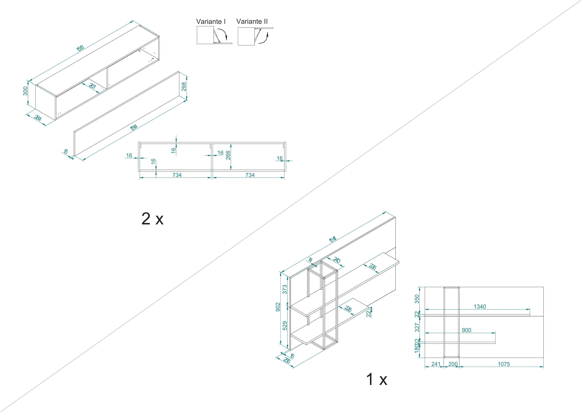 INOSIGN Wohnwand »LARGO«, (Set, 3 St.), Klappen mit Push to open-Funktion
