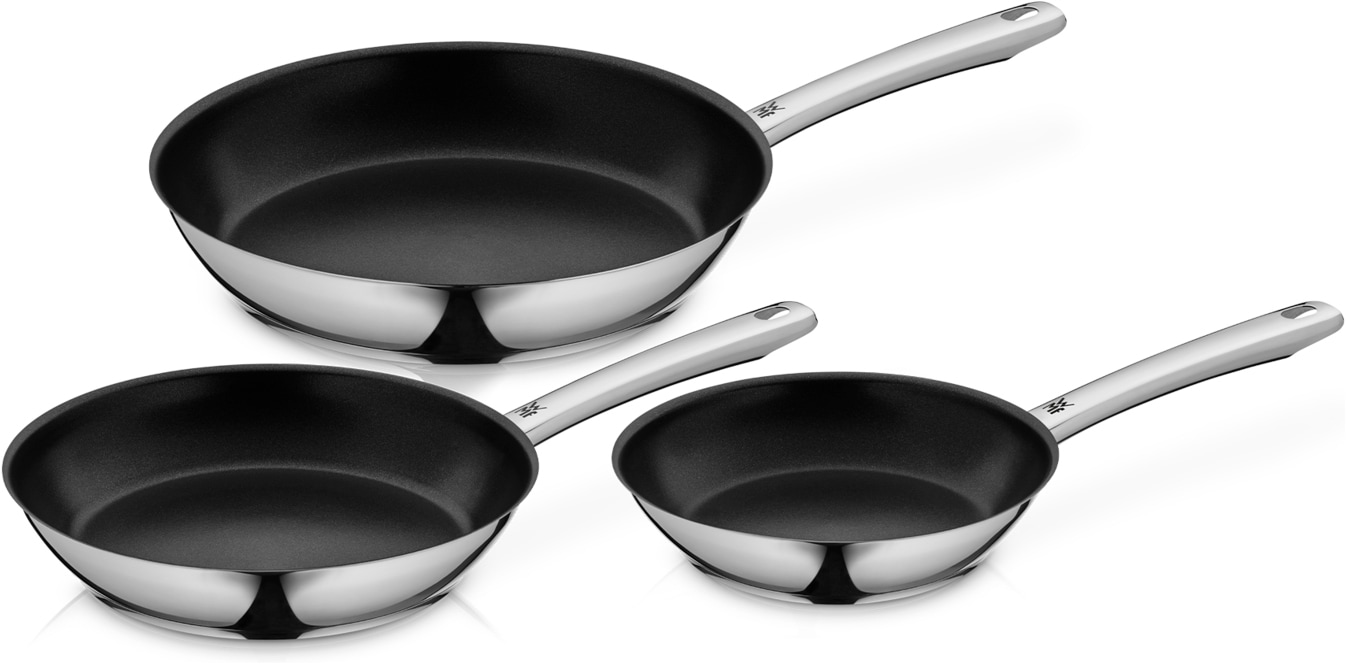 WMF Pfannen-Set "Inspiration, Induktion, Antihaftversiegelung" Cromargan Edelstahl Rostfrei 18/10 Set, 3x Pfannen Ø 20/24/28 cm, 3 Stk. tlg. TransTherm-Allherdboden spart Energie, alle Herdarten