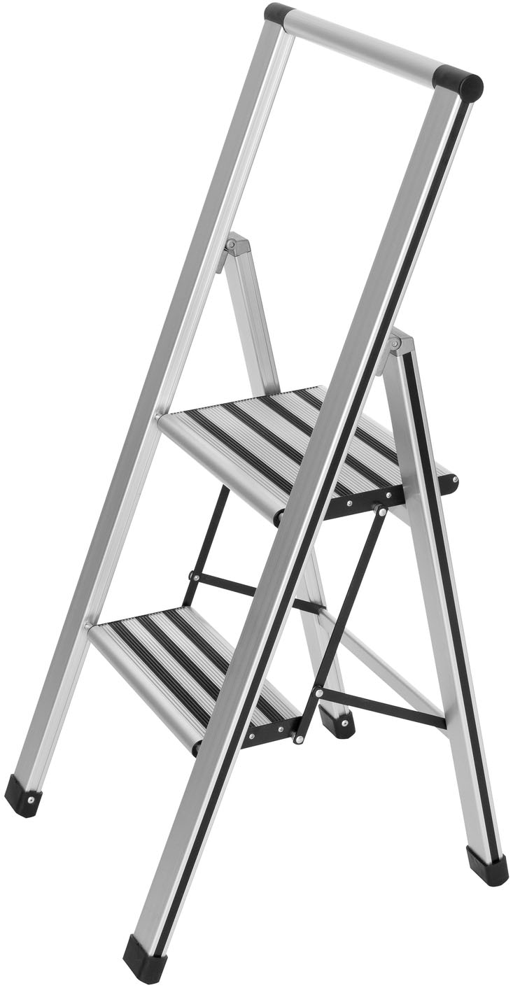 WENKO Trittleiter »Modell Alu-Design«, Klapptritt Leiter, rutschsichere XXL-Stufen, klappbar, bis 150 kg