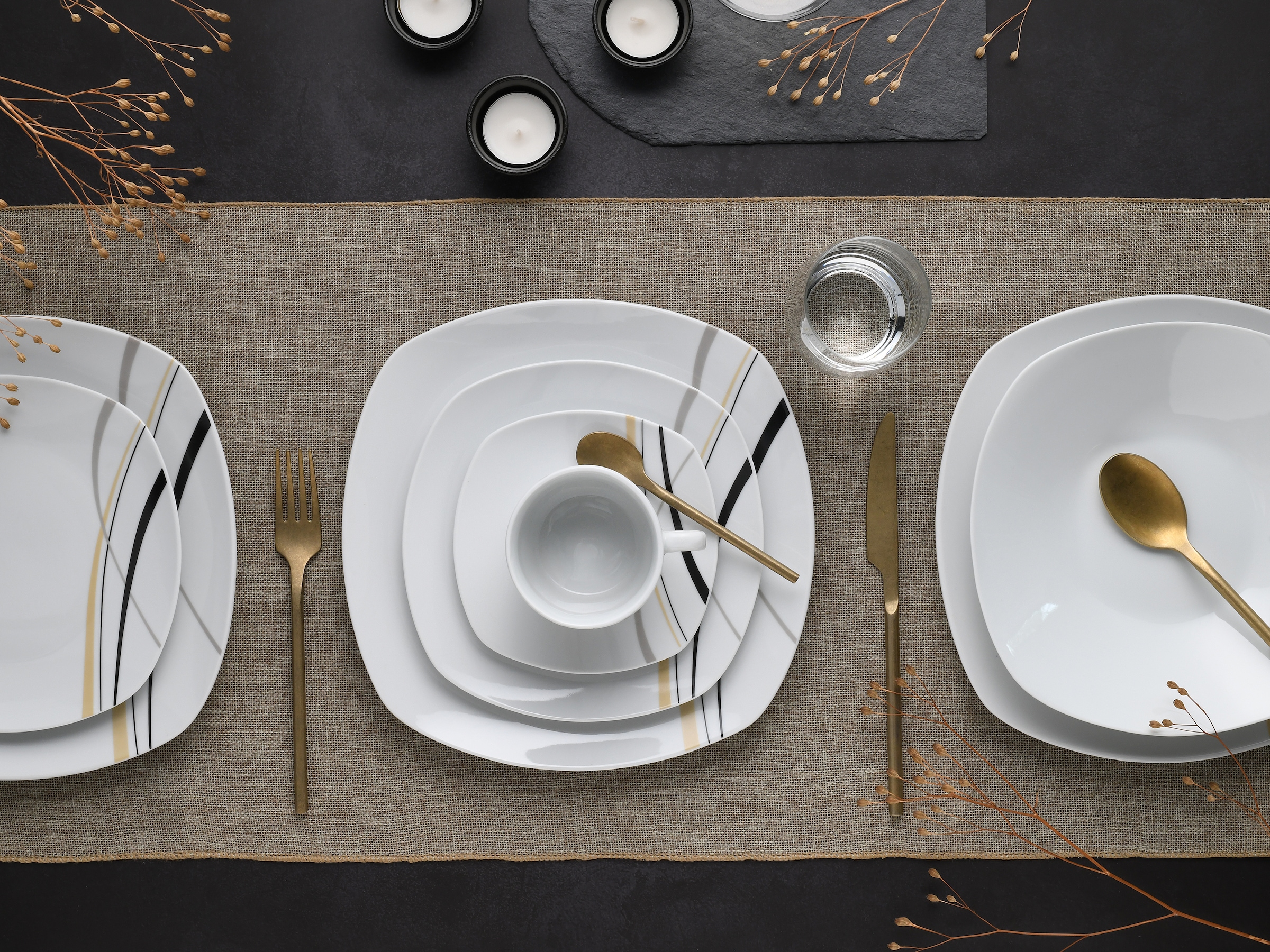 CreaTable Kombiservice »Square City Line, Kombi-Service 30-tlg«, (Set, 30 tlg.), Moderner Urban Style