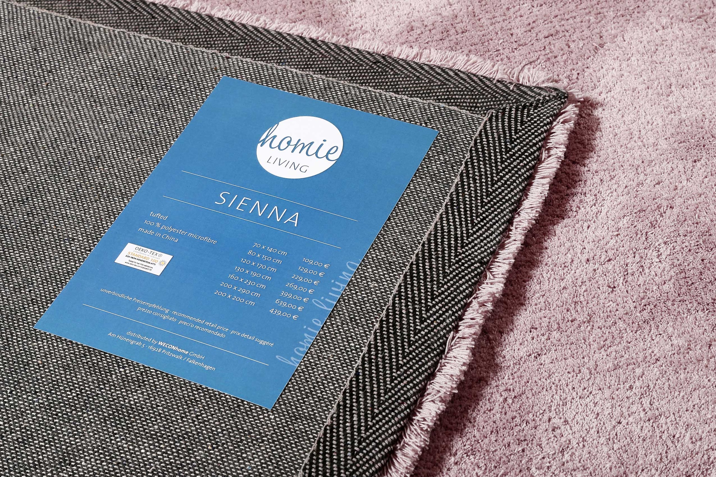 Homie Living Teppich »Sienna«, quadratisch, 20 mm Höhe, Hochflor, Microfaser, uni, weich & kuschelig, Wohnzimmer, Schlafzimmer