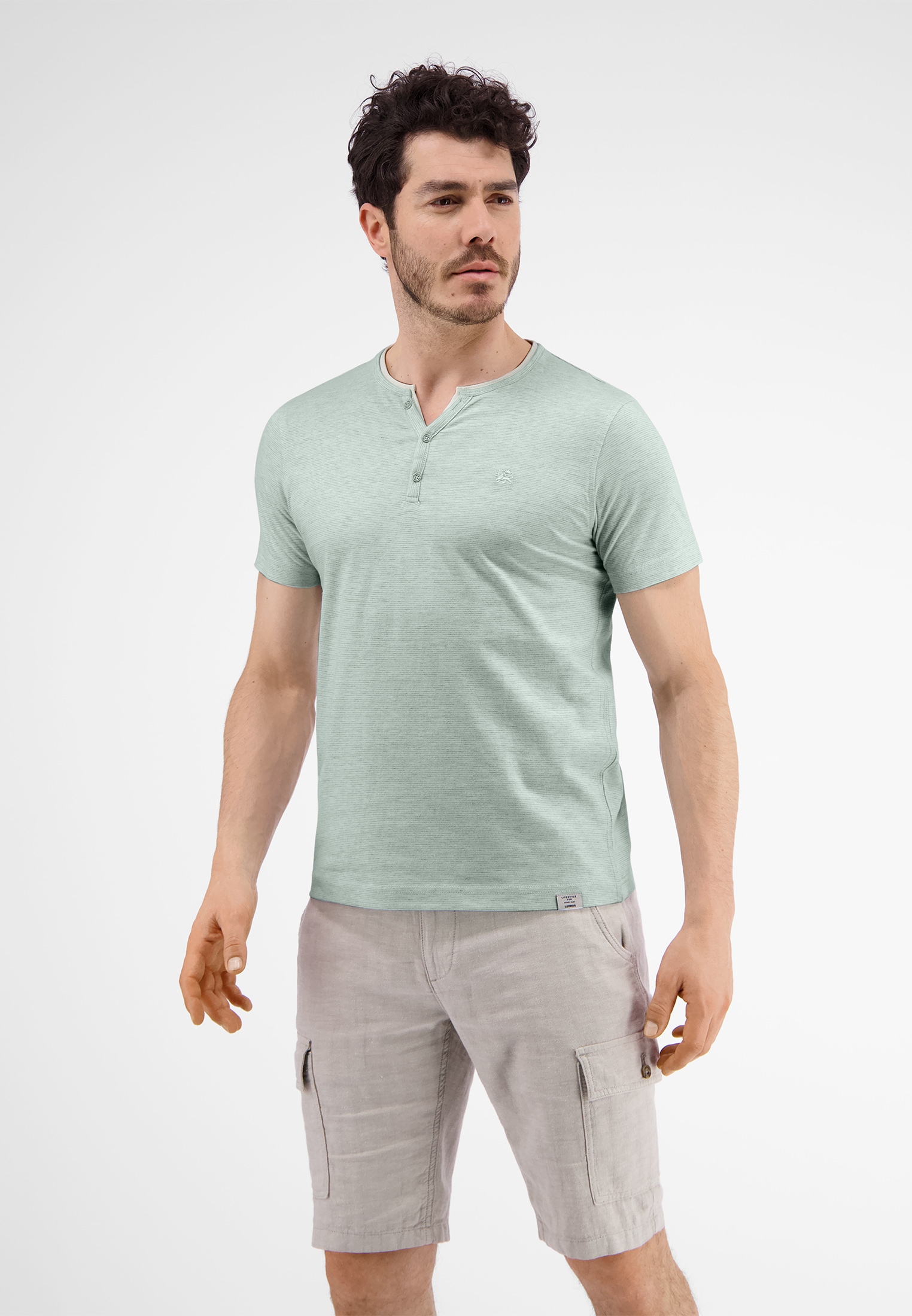 LERROS T-Shirt "LERROS Serafino mit Finelinerstreifen, washed" günstig online kaufen