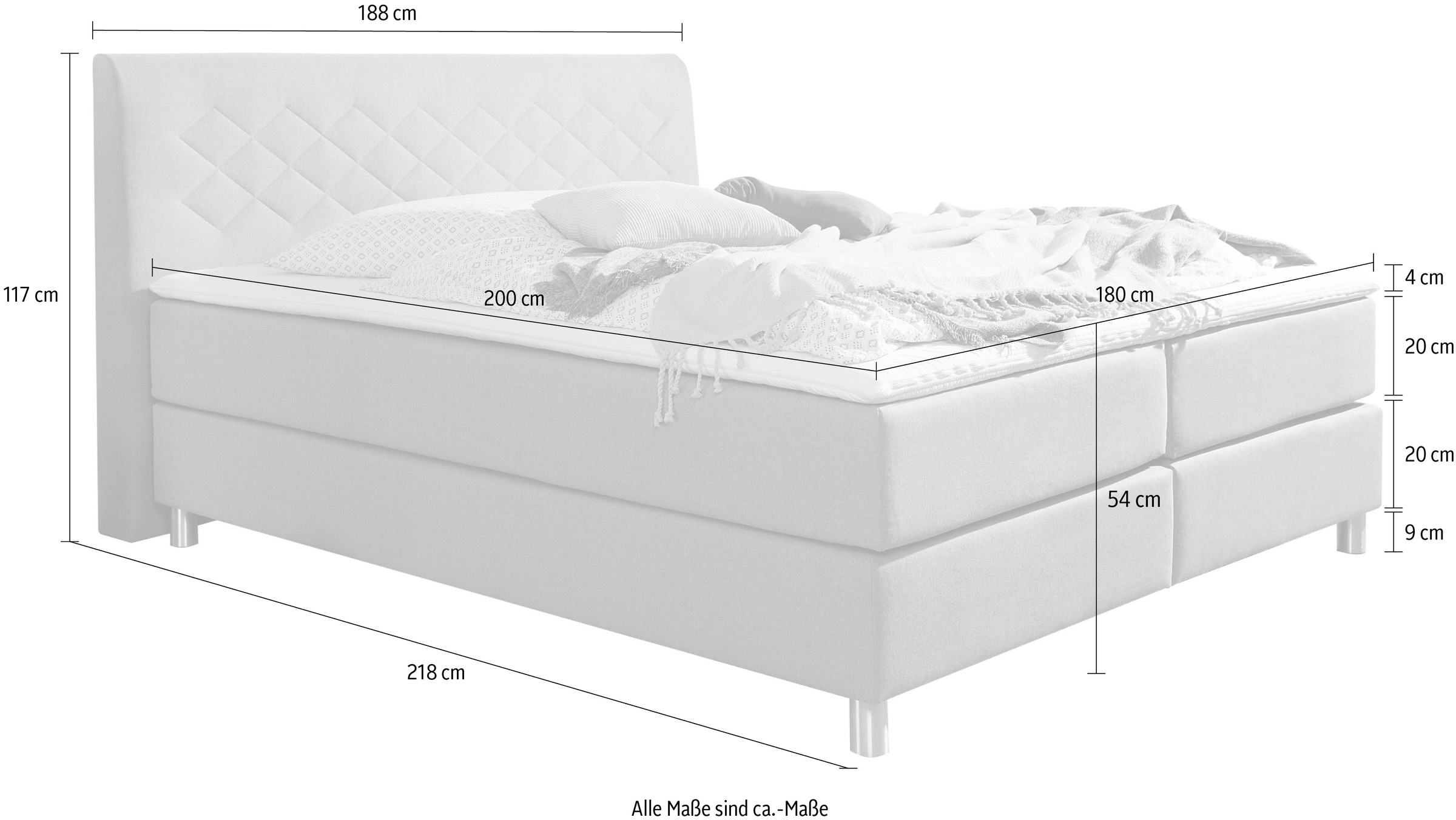 INOSIGN Boxspringbett "Parla", incl. Topper, 4 Farben in 4 Breiten, 2 Härte günstig online kaufen